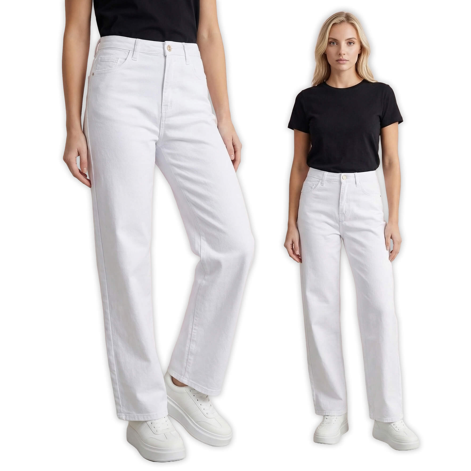 Spodnie jeans damskie M.Sara szerokie proste nogawki Straight Białe - W260067  (7).jpg