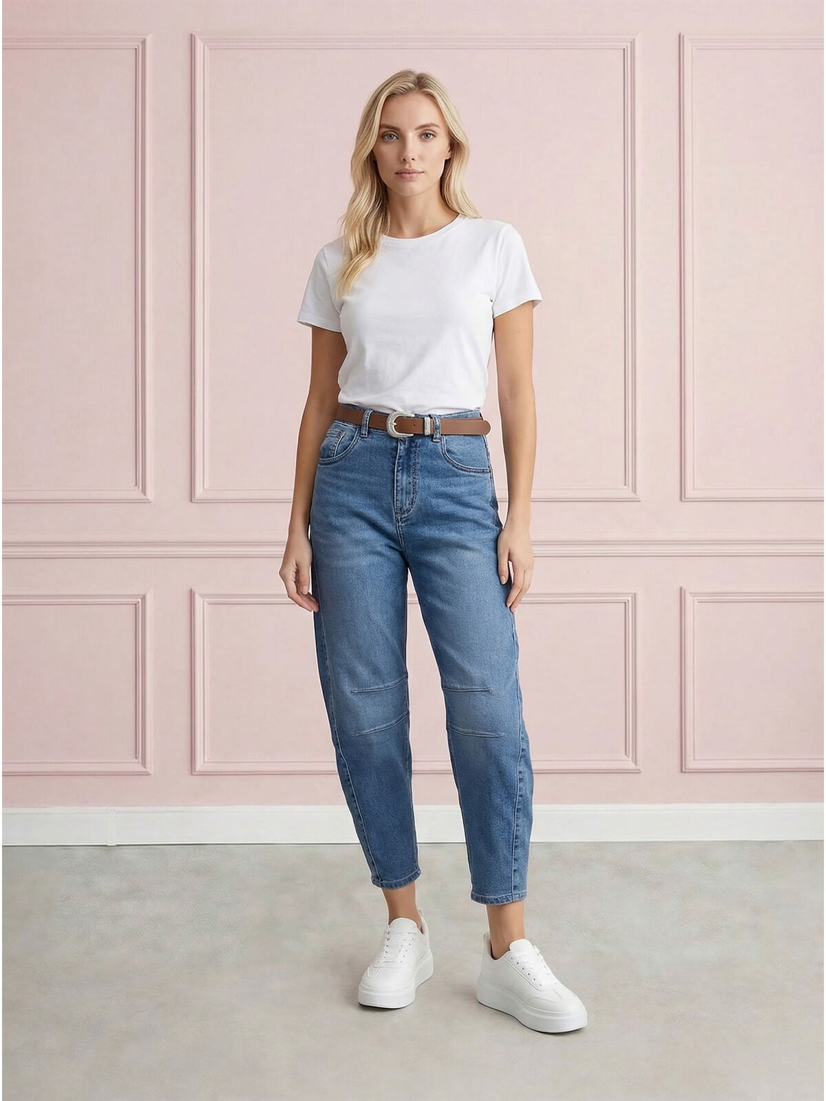 Spodnie jeans damskie M.Sara Balloon wysoki stan Nebieskie - W260653 (1).jpg