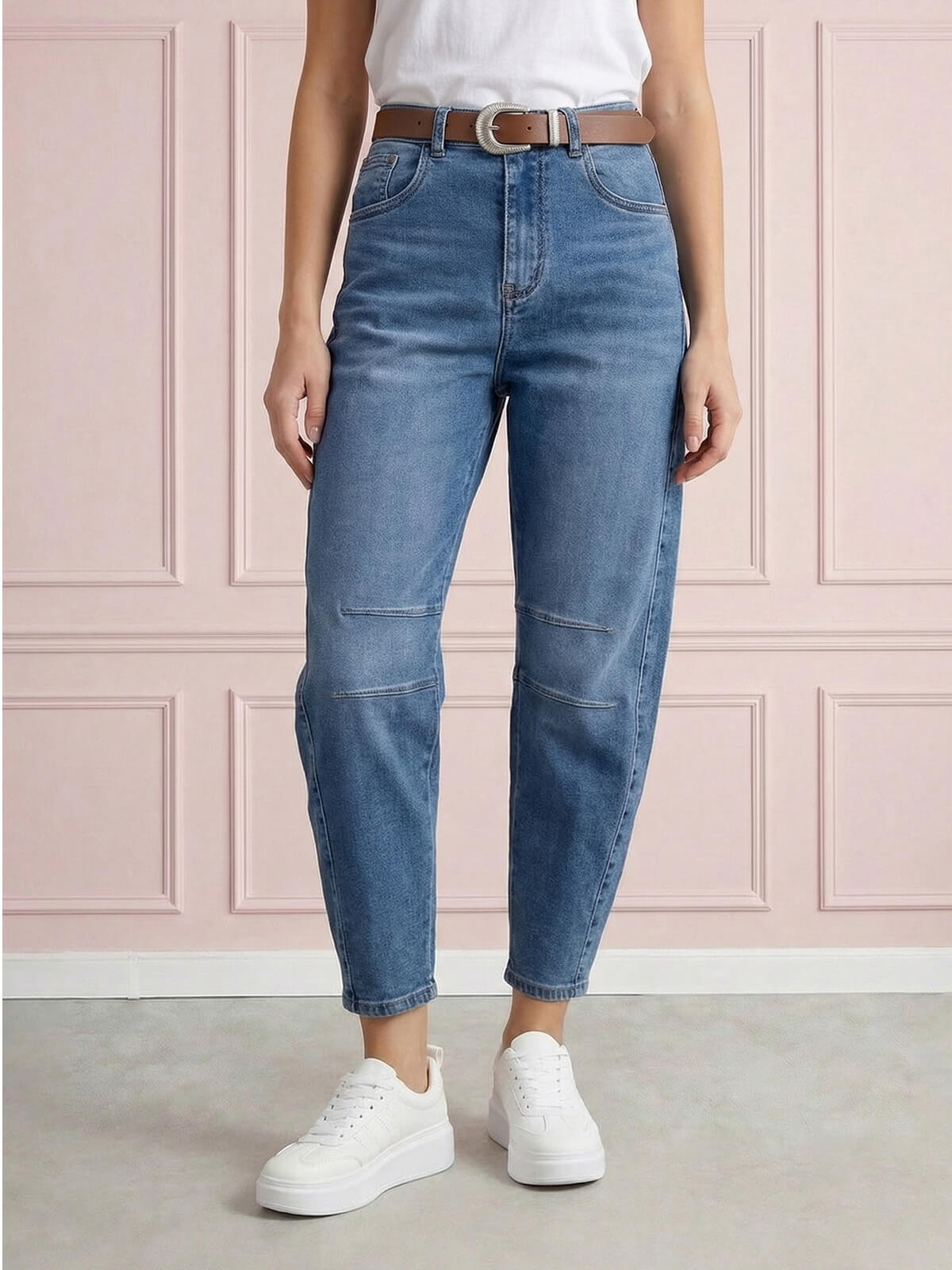 Spodnie jeans damskie M.Sara Balloon wysoki stan Nebieskie - W260653 (3).jpg
