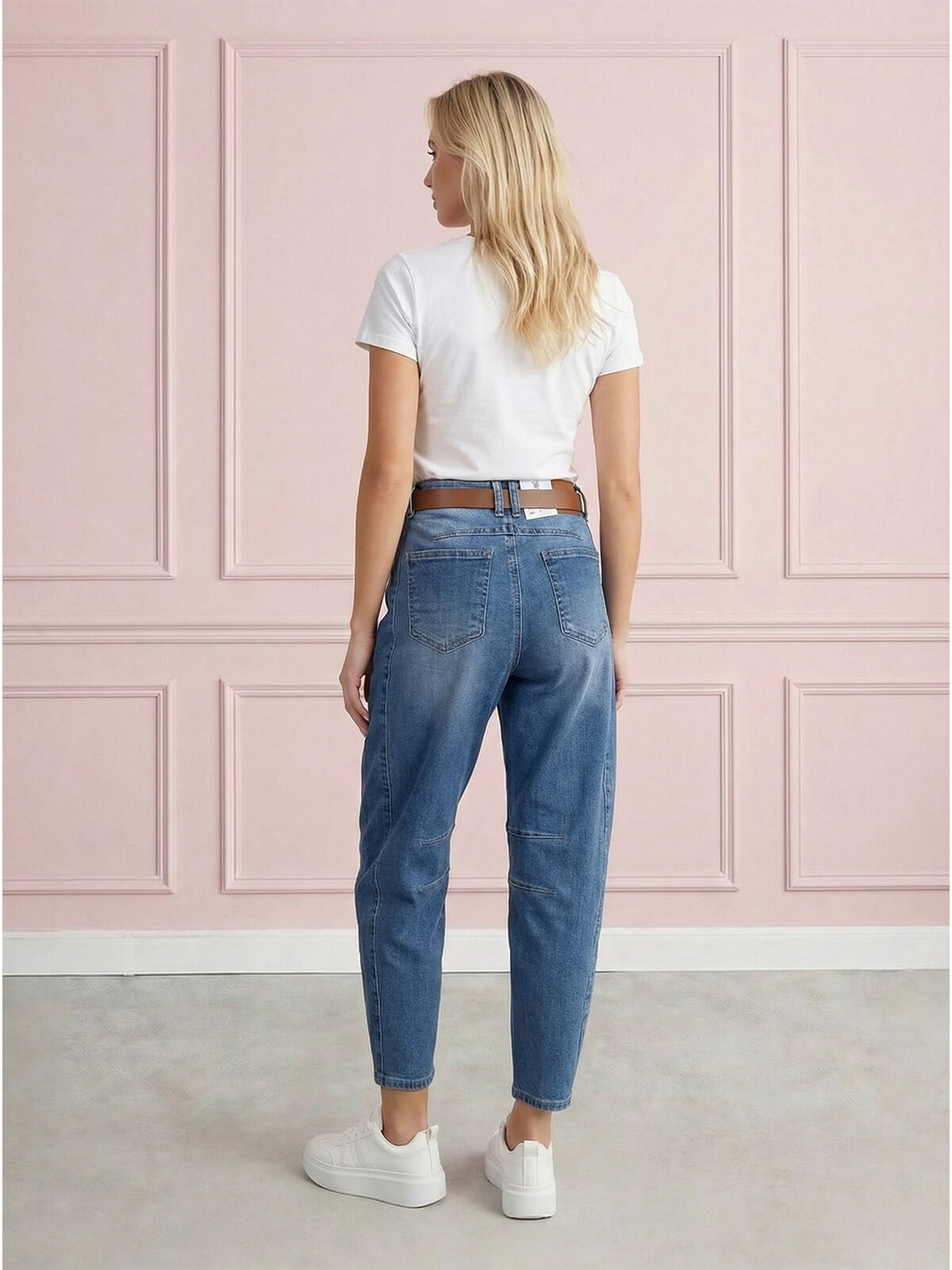 Spodnie jeans damskie M.Sara Balloon wysoki stan Nebieskie - W260653 (5).jpg