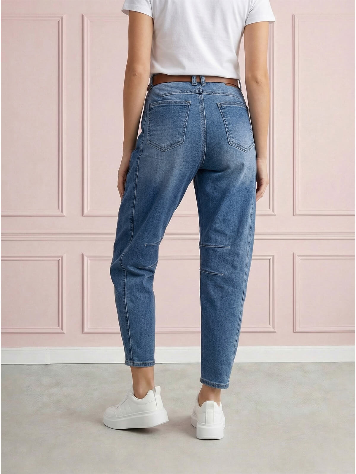 Spodnie jeans damskie M.Sara Balloon wysoki stan Nebieskie - W260653 (6).jpg