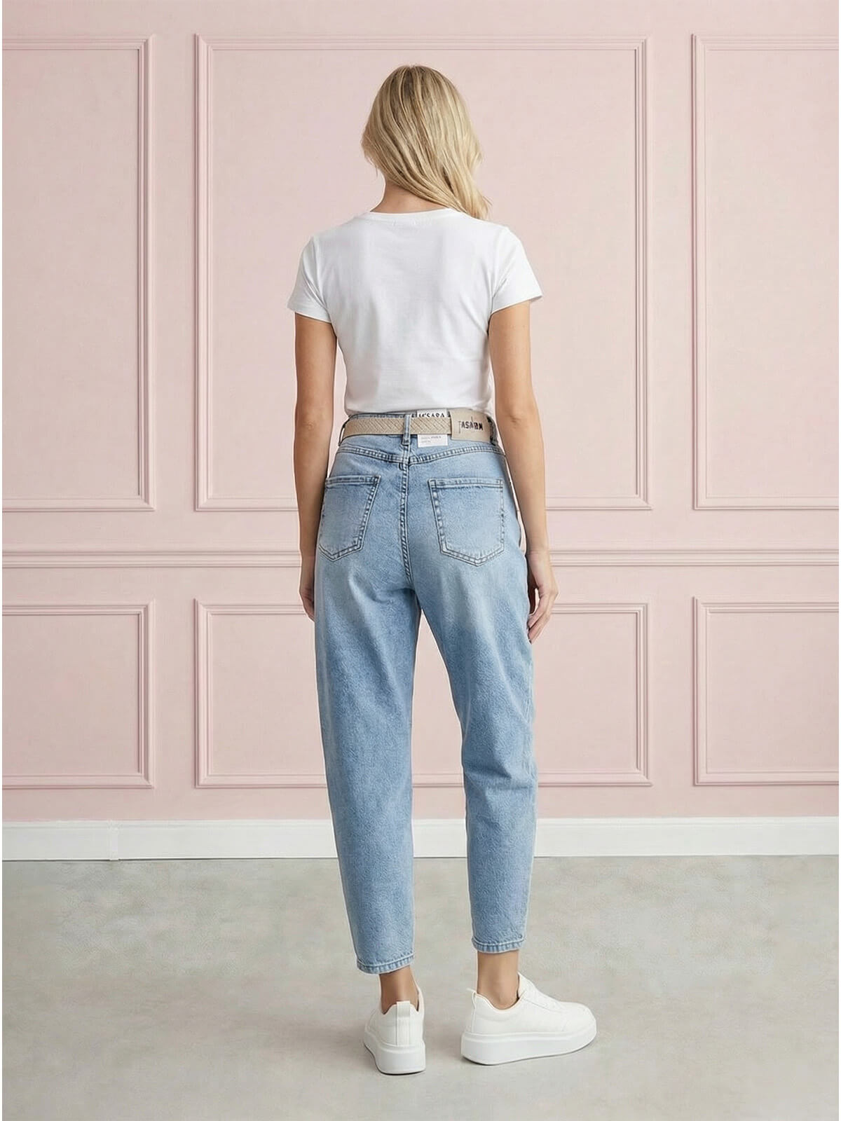 Spodnie jeans damskie M.Sara Balloon z paskiem J.Niebieskie - W260706 (6).jpg