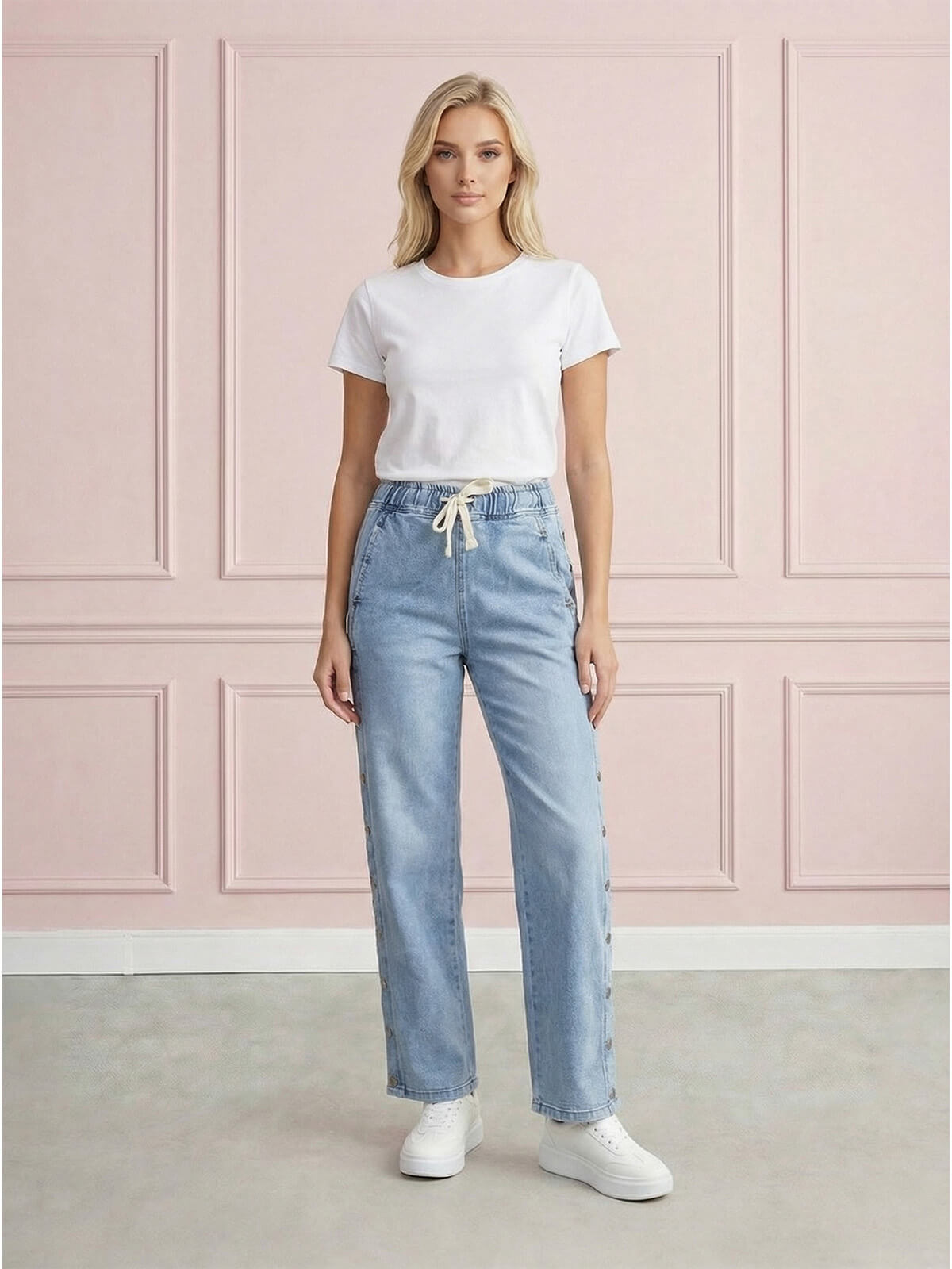 Spodnie jeans M.Sara damskie wide leg z zatrzaskami po bokach J.Niebieskie - W260717 (1).jpg