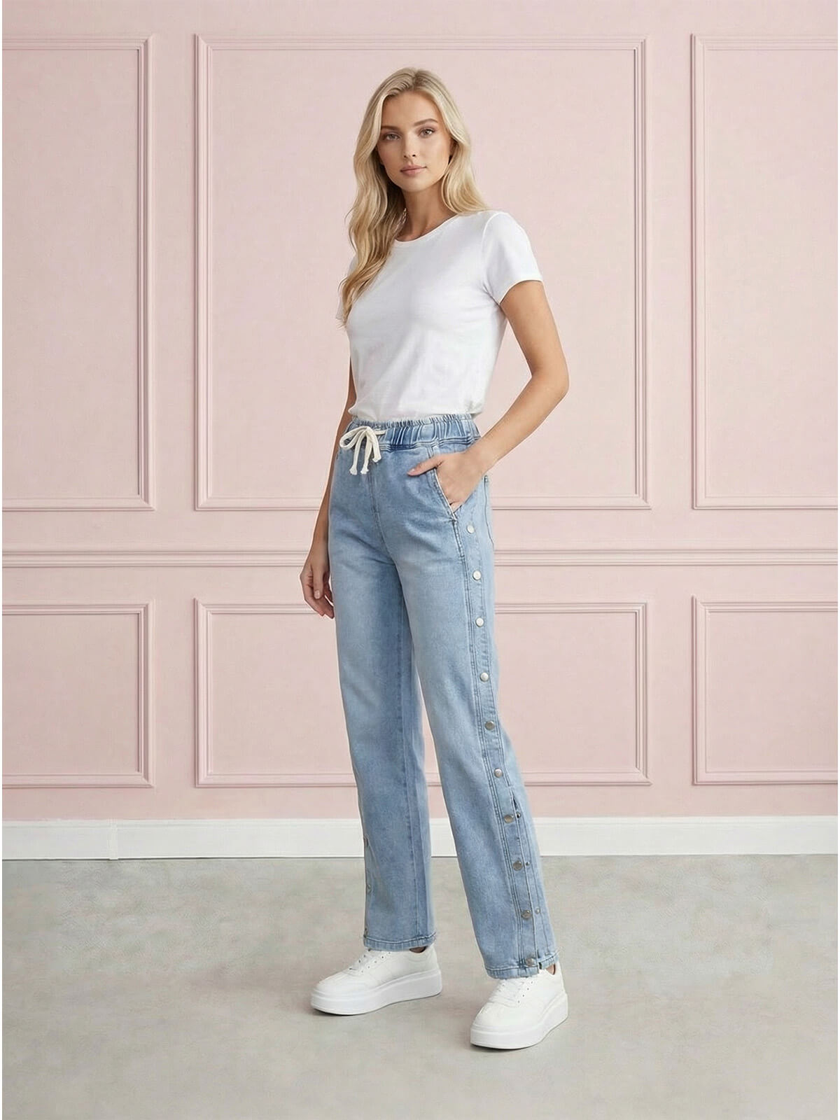 Spodnie jeans M.Sara damskie wide leg z zatrzaskami po bokach J.Niebieskie - W260717 (2).jpg
