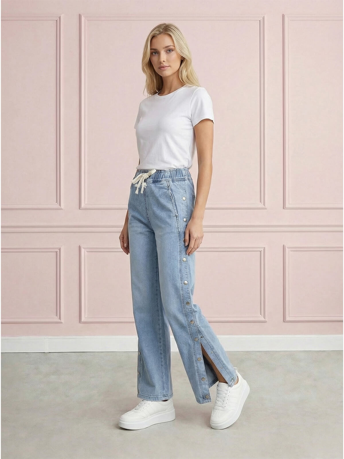Spodnie jeans M.Sara damskie wide leg z zatrzaskami po bokach J.Niebieskie - W260717 (6).jpg