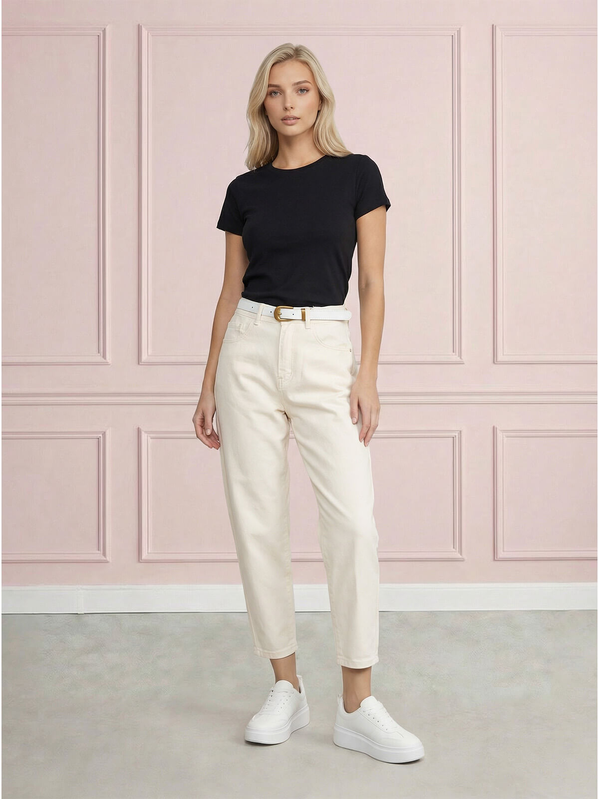 Spodnie jeans damskie M.Sara Balloon J.Beżowe - 260765 (1).jpg