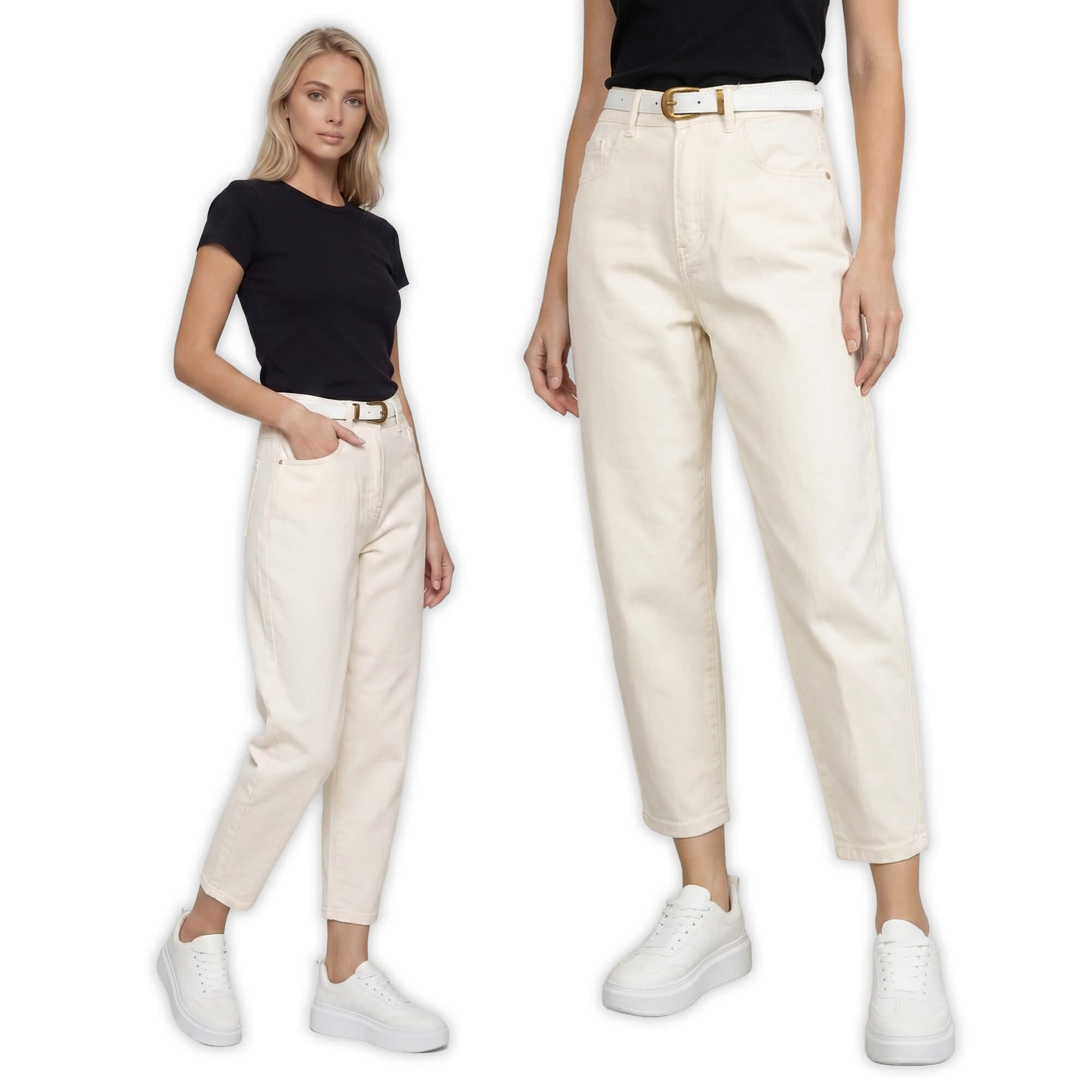 Spodnie jeans damskie M.Sara Balloon J.Beżowe - 260765 (7).jpg