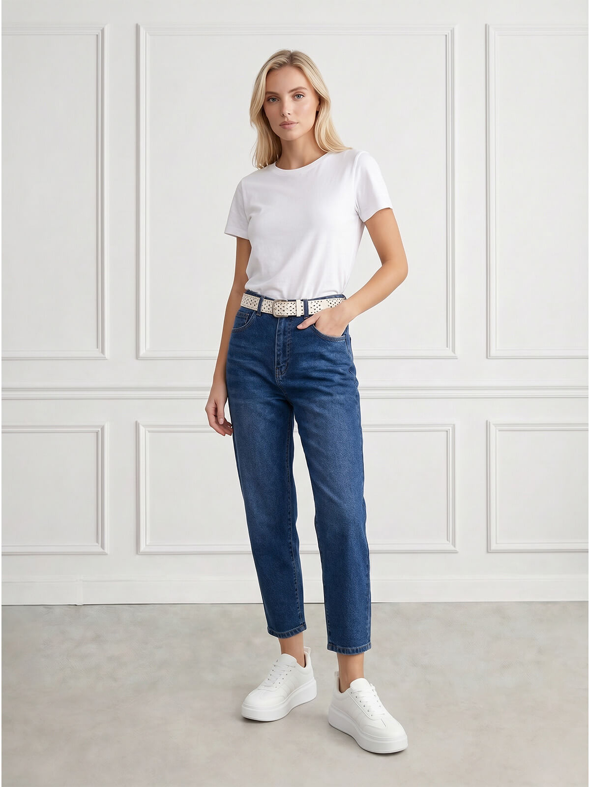 Spodnie jeans damskie M.Sara Balloon wysoki stan Niebieskie - W260610 (1).jpg