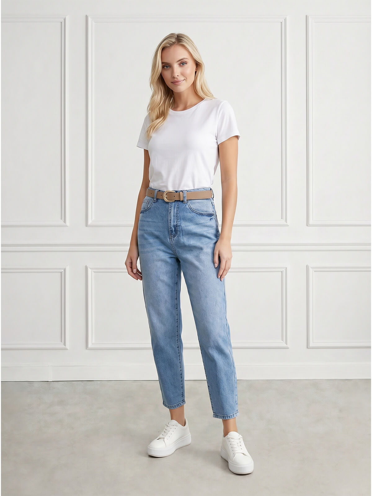 Spodnie jeans damskie M.Sara Balloon z przetarciami J.Niebieskie - 260949  (1).jpg