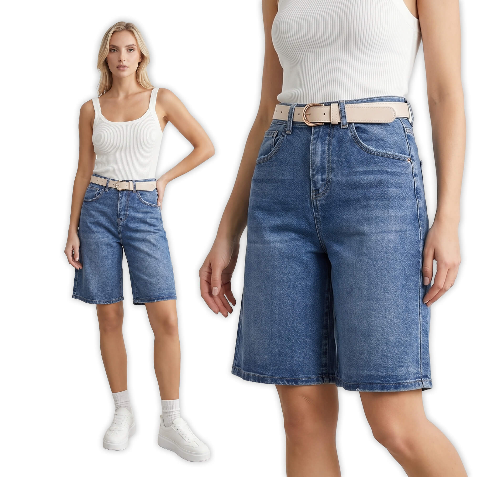 Spodenki jeans damskie M.Sara Bermudy Niebieskie - W260967 (7).jpg