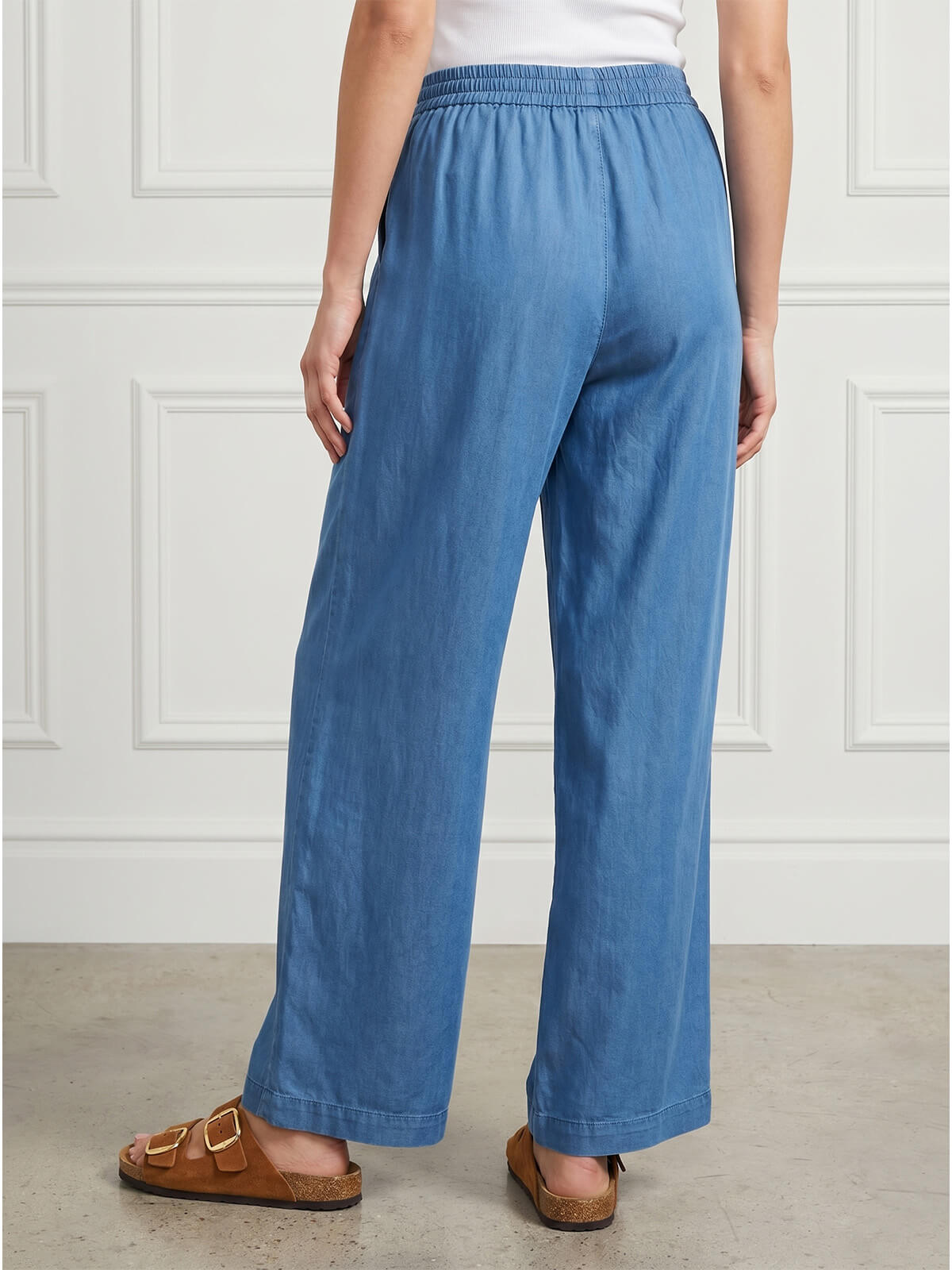 Letnie spodnie palazzo z gumką w pasie Pink Fashion C.Niebieski Jeans - W251132 (7).jpg