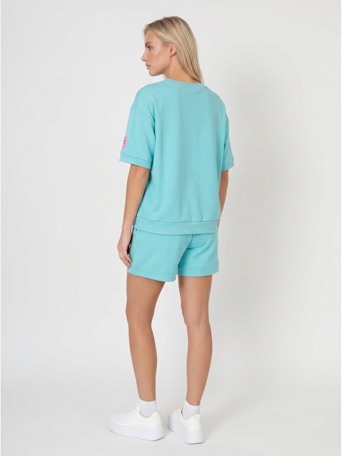 Komplet dresowy damski Pink Fashion - Bluza/Szorty Niebieski - W251027