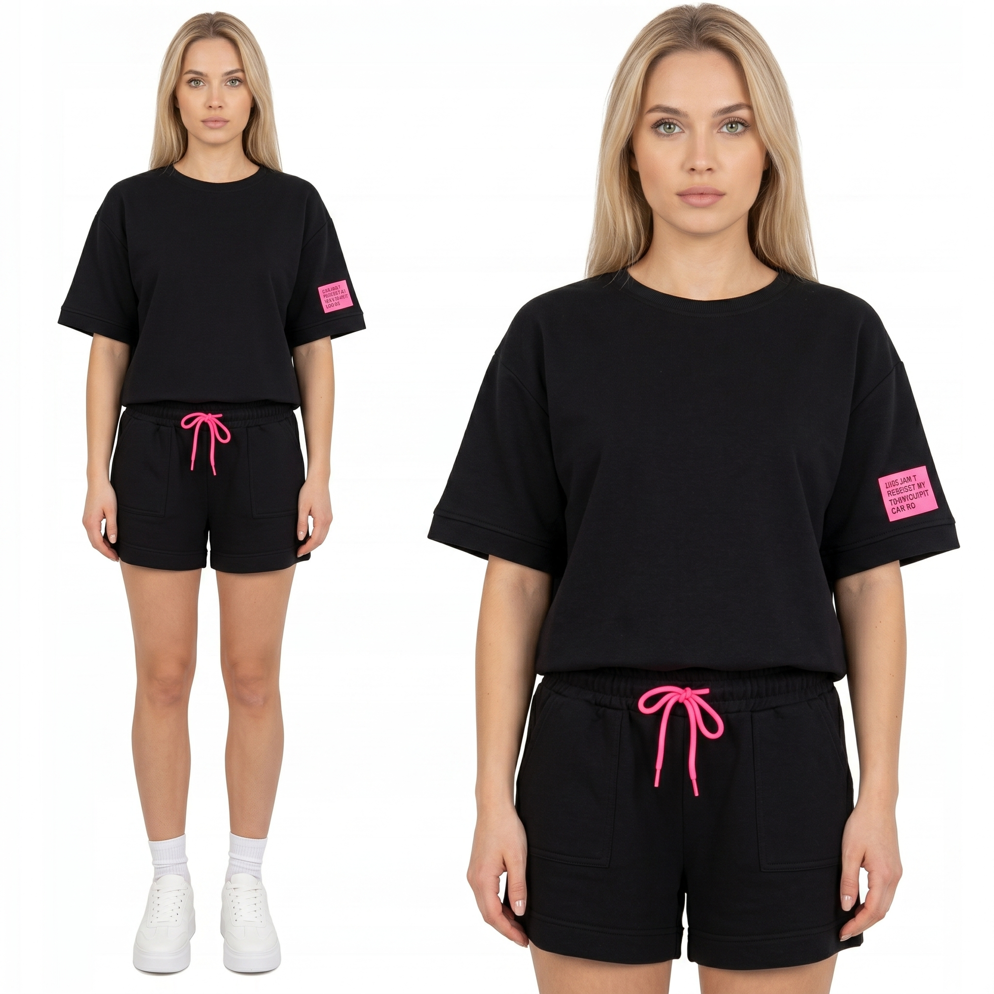 Komplet dresowy damski Pink Fashion - Bluza/Szorty Czarny - W251027