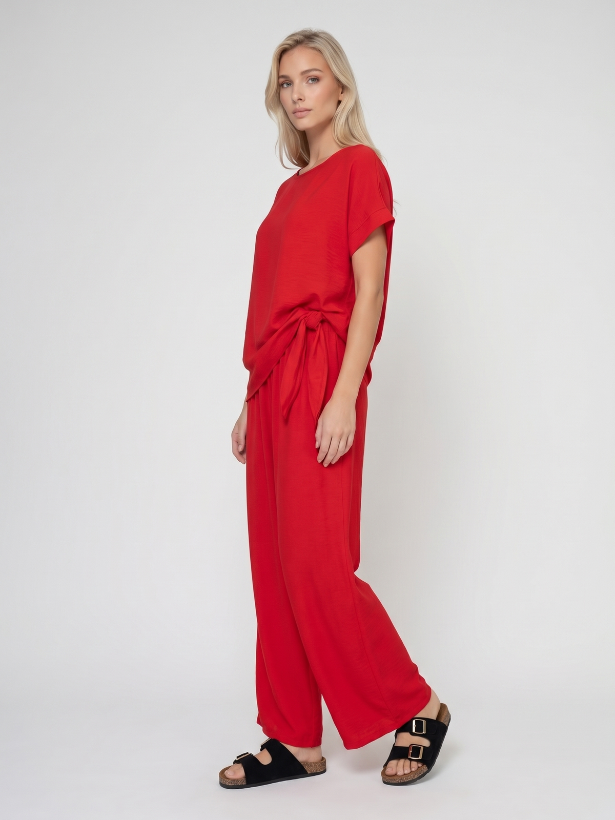 Letni damski komplet Pnk Fashion Bluzka/Spodnie Czerwony - W250730