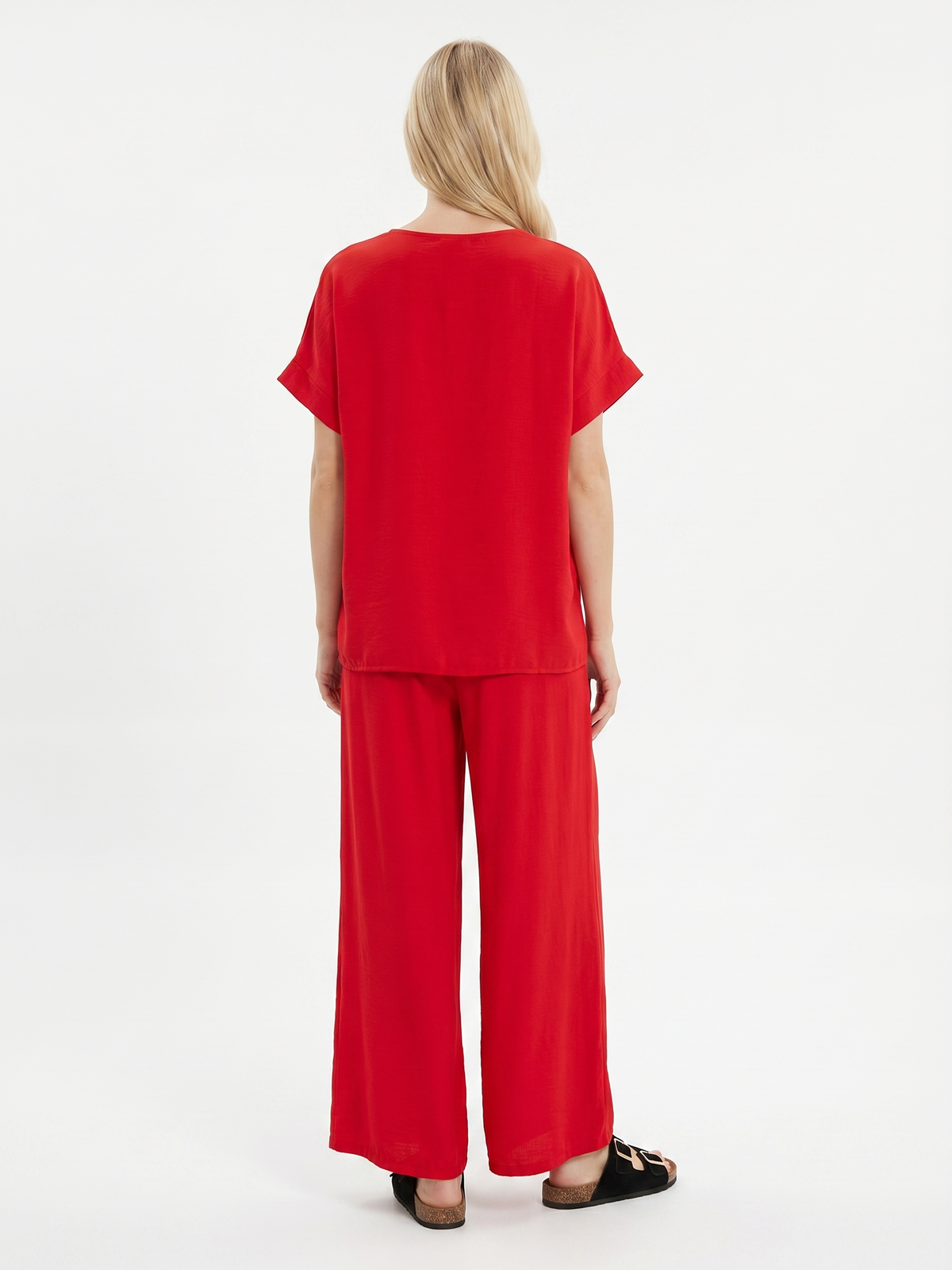 Letni damski komplet Pnk Fashion Bluzka/Spodnie Czerwony - W250730