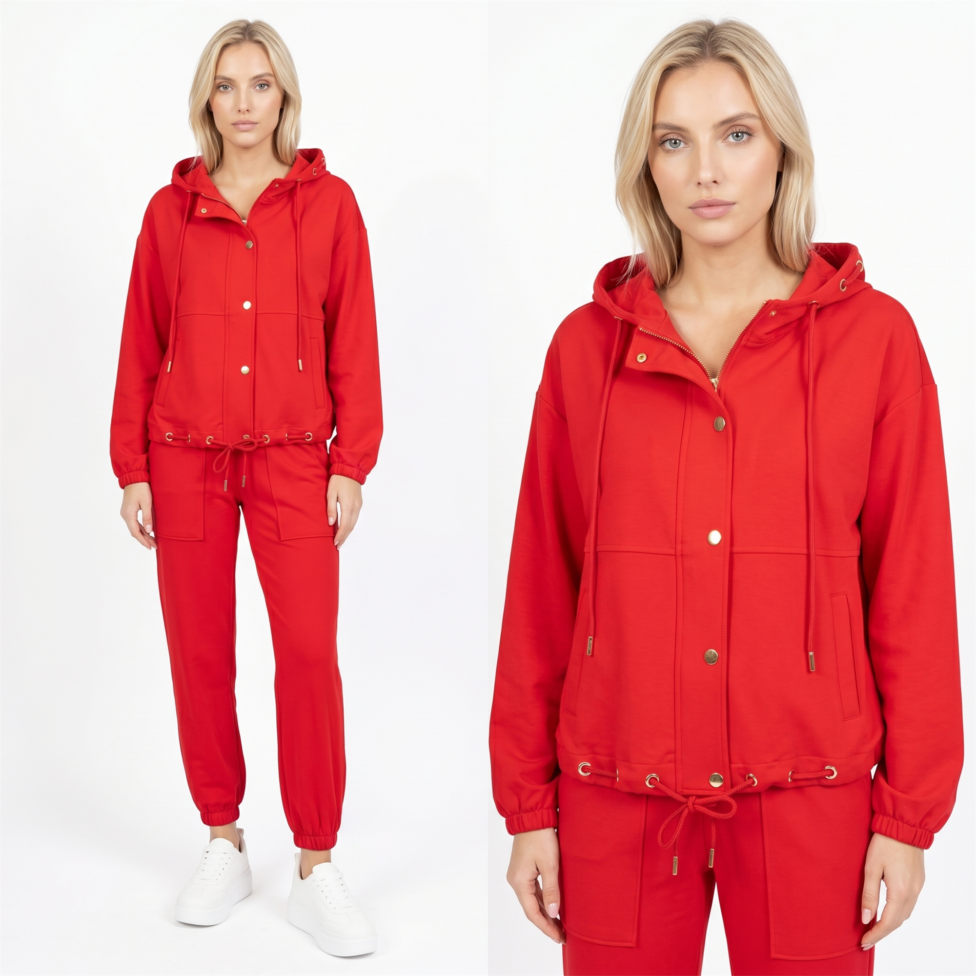 Rozpinana bluza damska z kapturem Megi Czerwona - W250815