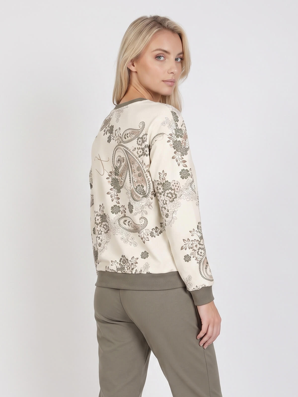 Bluza damska Megi rękaw 34 print ŚmietankowaKhaki - W261383 (5).jpg