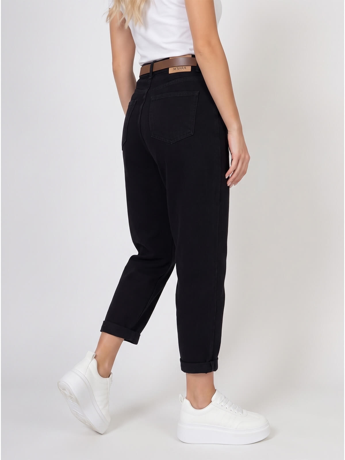 Spodnie jeans damskie M.Sara Boyfriend wysoki stan Czarne - W260507 (5).jpg