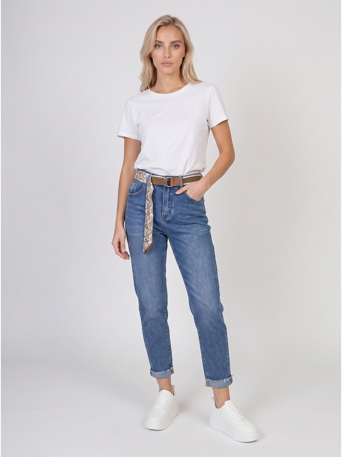 Spodnie jeans damskie M.Sara Boyfriend wysoki stan Niebieskie - W261394 (1).jpg