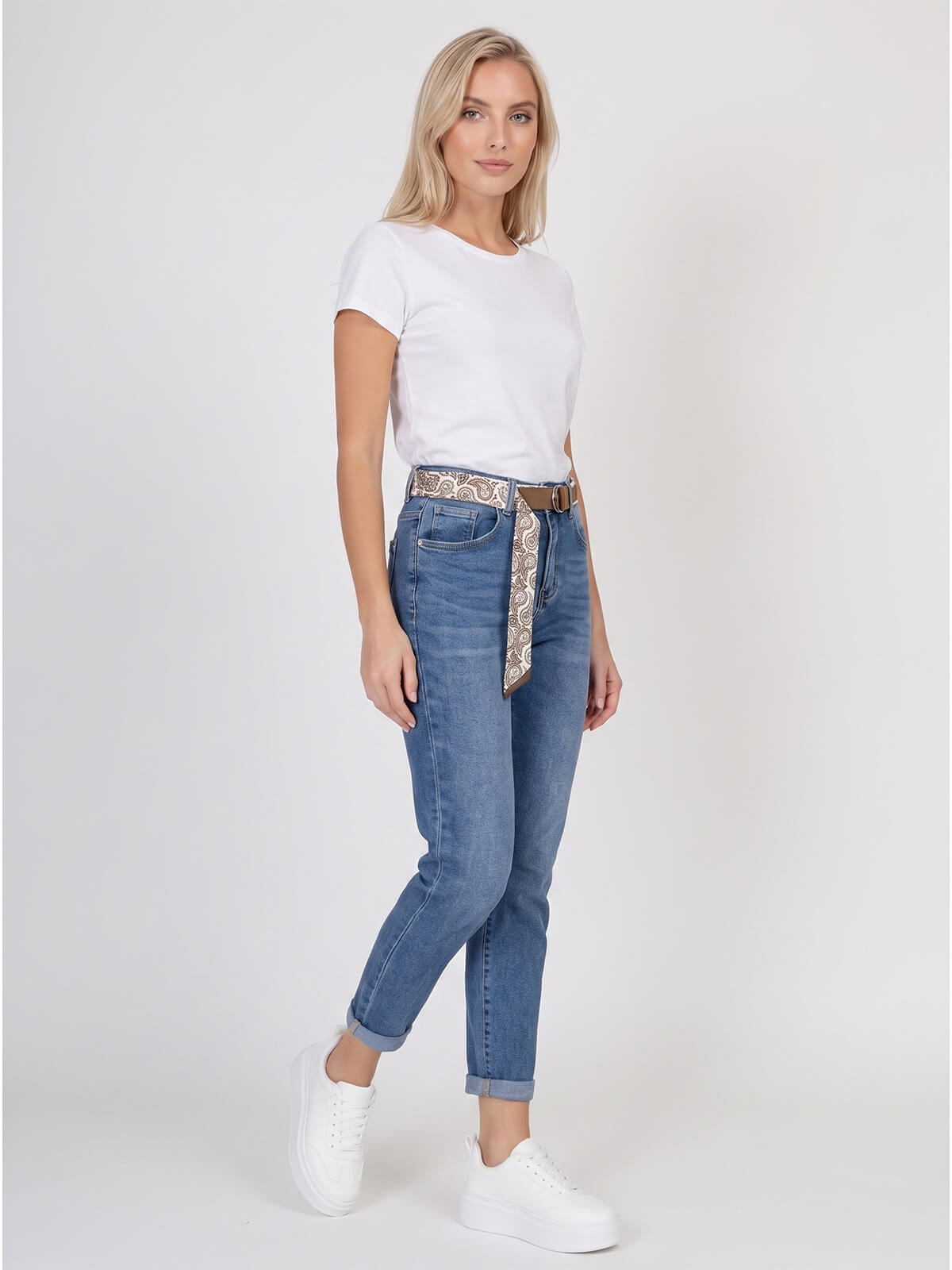 Spodnie jeans damskie M.Sara Boyfriend wysoki stan Niebieskie - W261394 (2).jpg