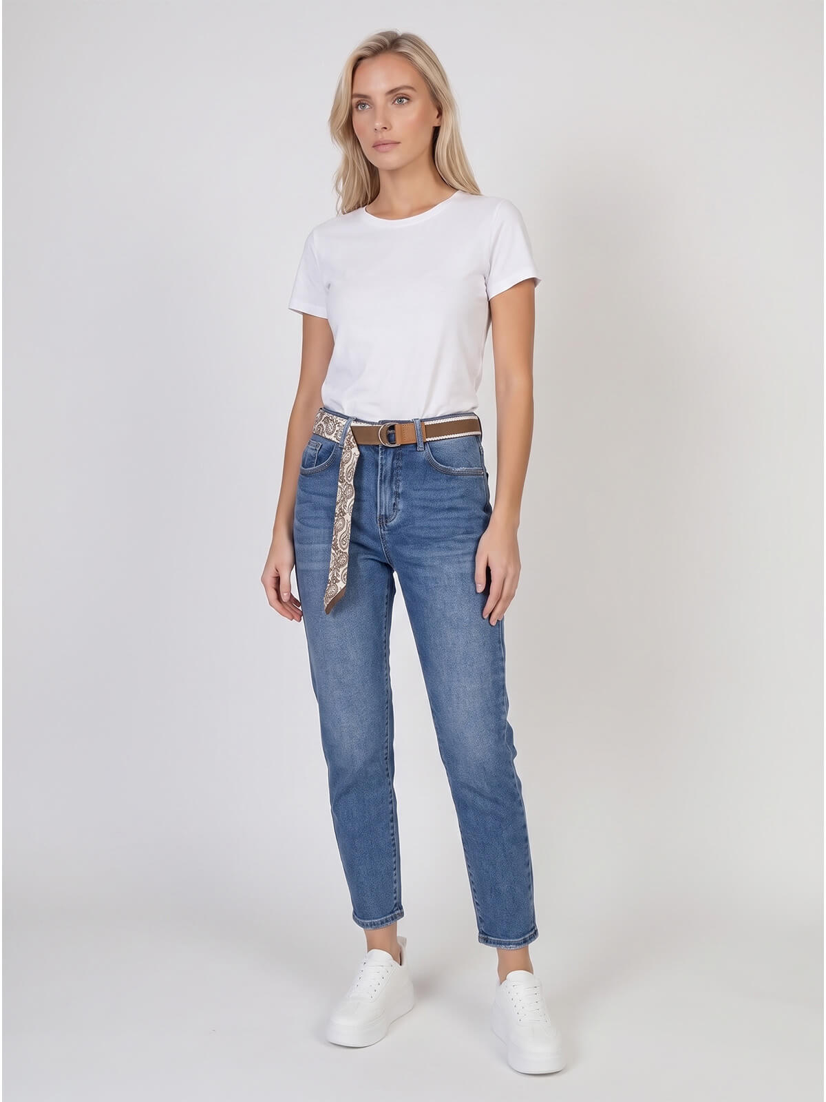 Spodnie jeans damskie M.Sara Boyfriend wysoki stan Niebieskie - W261394 (4).jpg