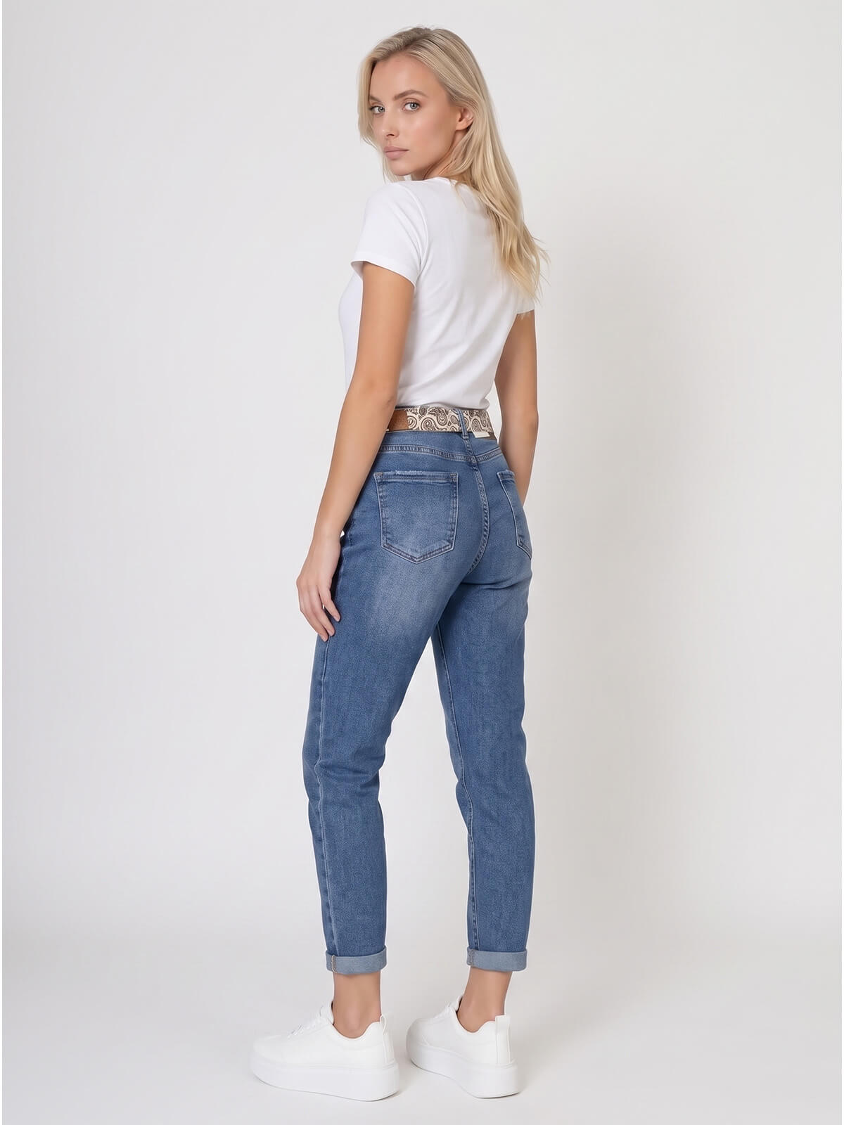 Spodnie jeans damskie M.Sara Boyfriend wysoki stan Niebieskie - W261394 (6).jpg