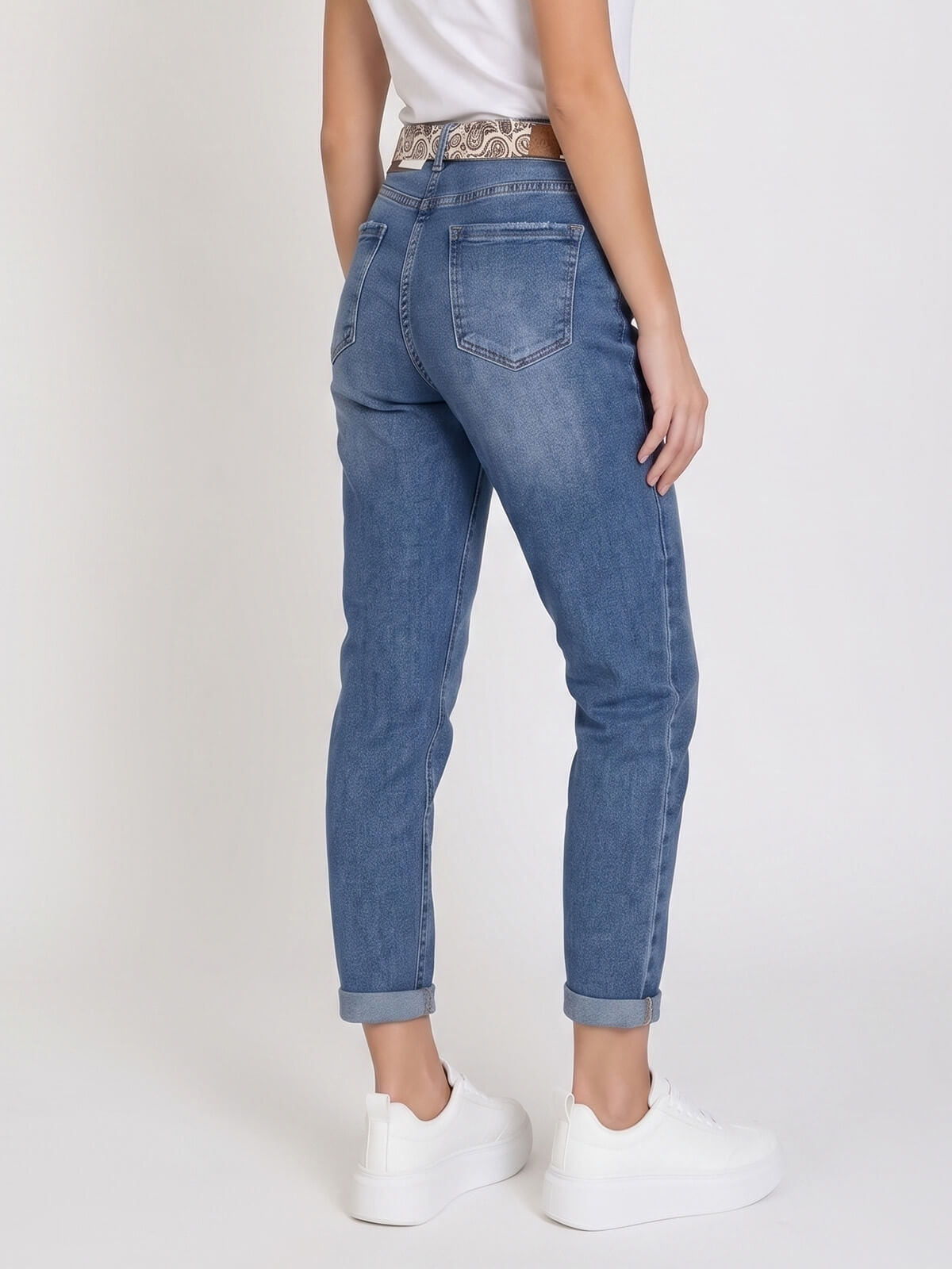 Spodnie jeans damskie M.Sara Boyfriend wysoki stan Niebieskie - W261394 (7).jpg