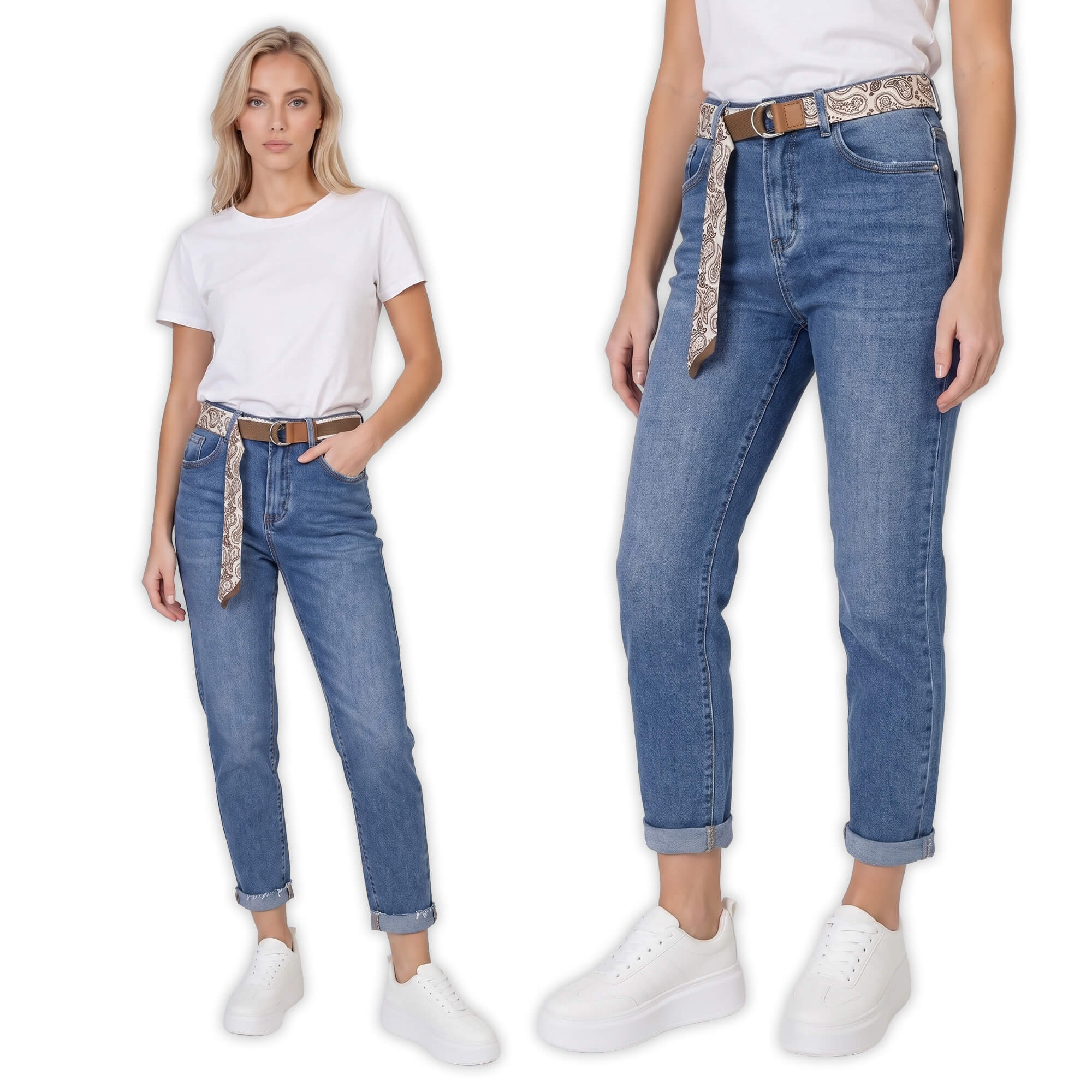 Spodnie jeans damskie M.Sara Boyfriend wysoki stan Niebieskie - W261394 (8).jpg