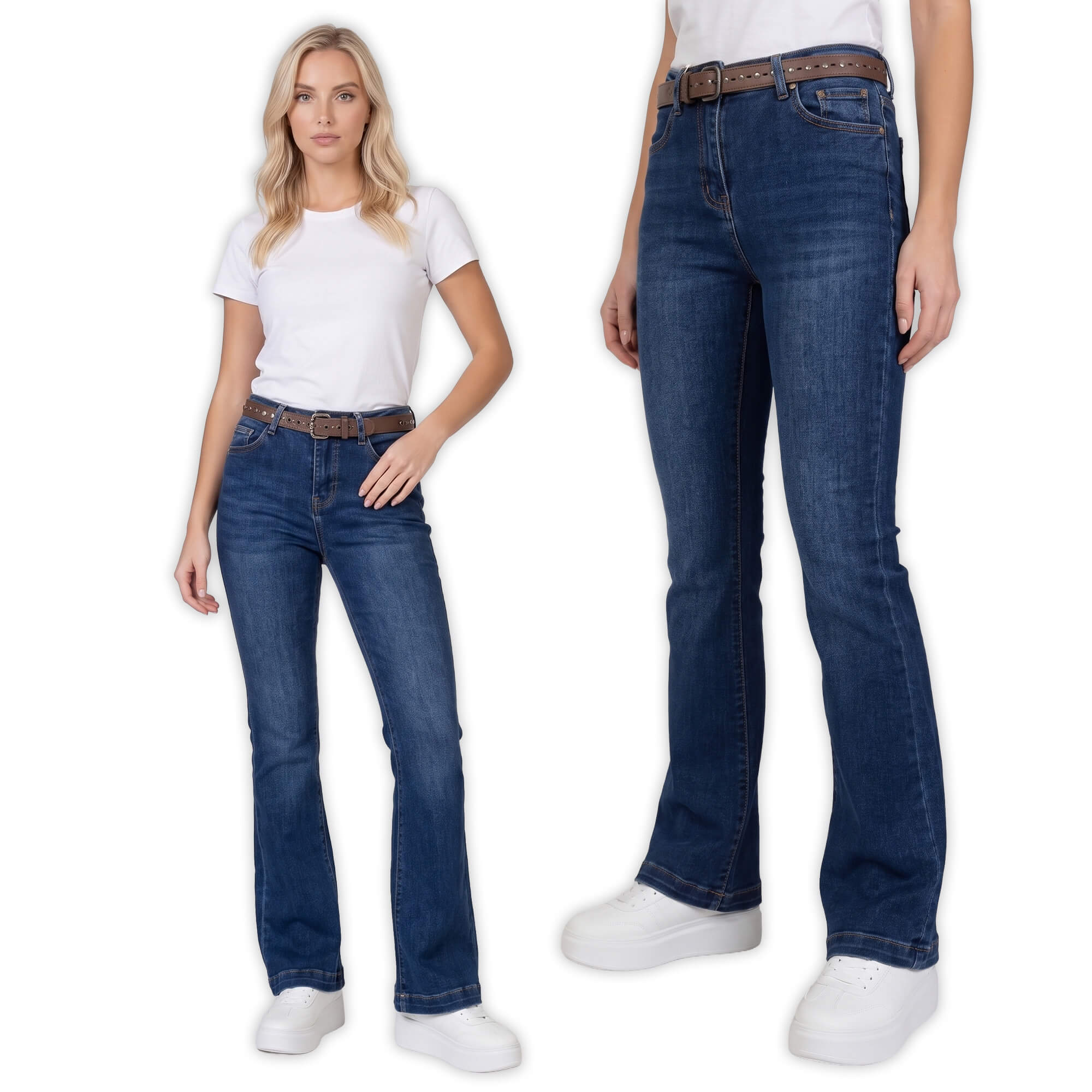 Spodnie jeans M.Sara Dzwony Flared Leg Niebieskie - W261399 (8).jpg