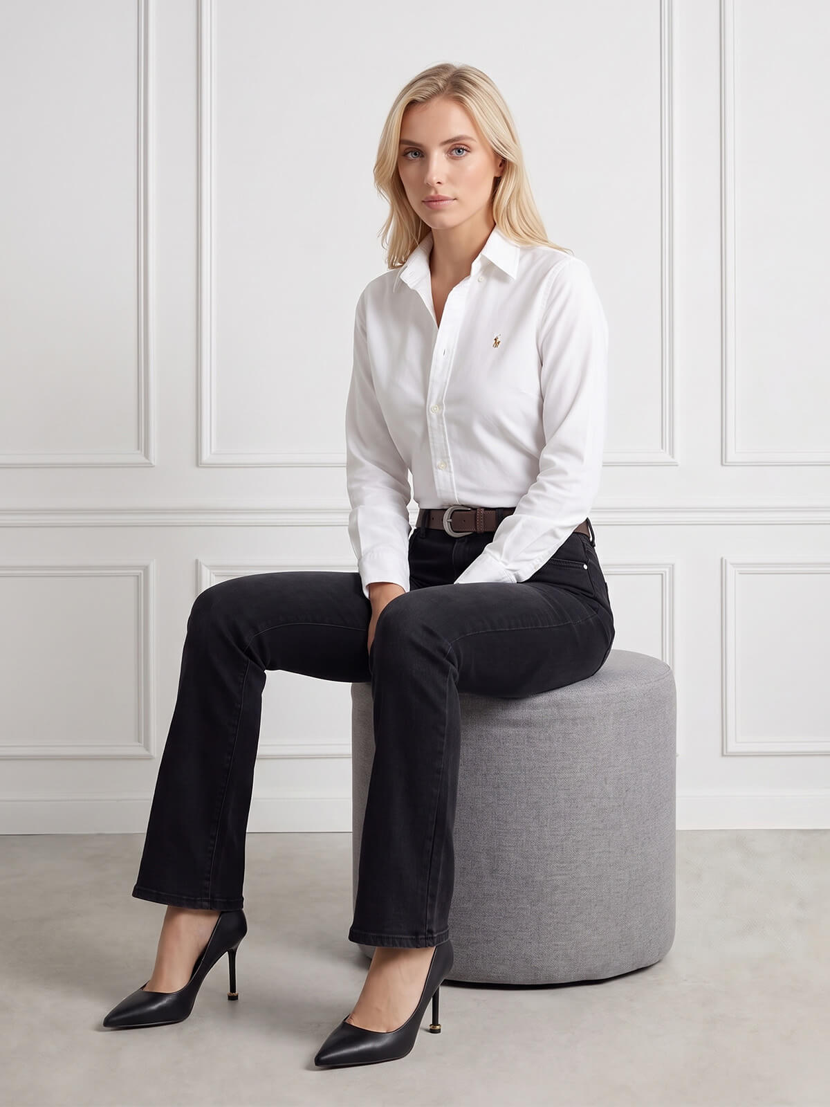 Spodnie jeans M.Sara Dzwony Flared Leg wyszczuplające Czarne - J261473
