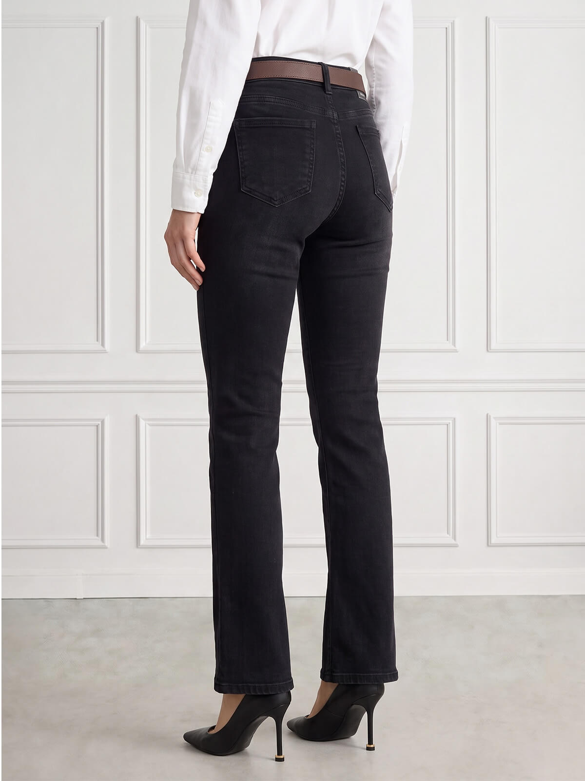 Spodnie jeans M.Sara Dzwony Flared Leg wyszczuplające Czarne - J261473
