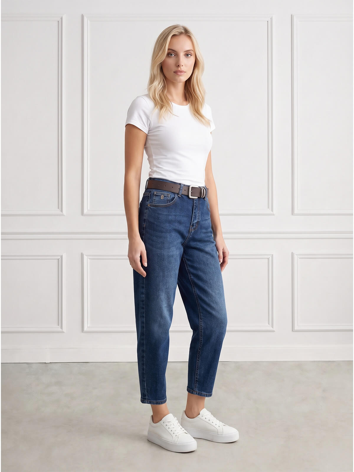 Spodnie jeans damskie M.Sara Balloon C.Niebieskie - J261479