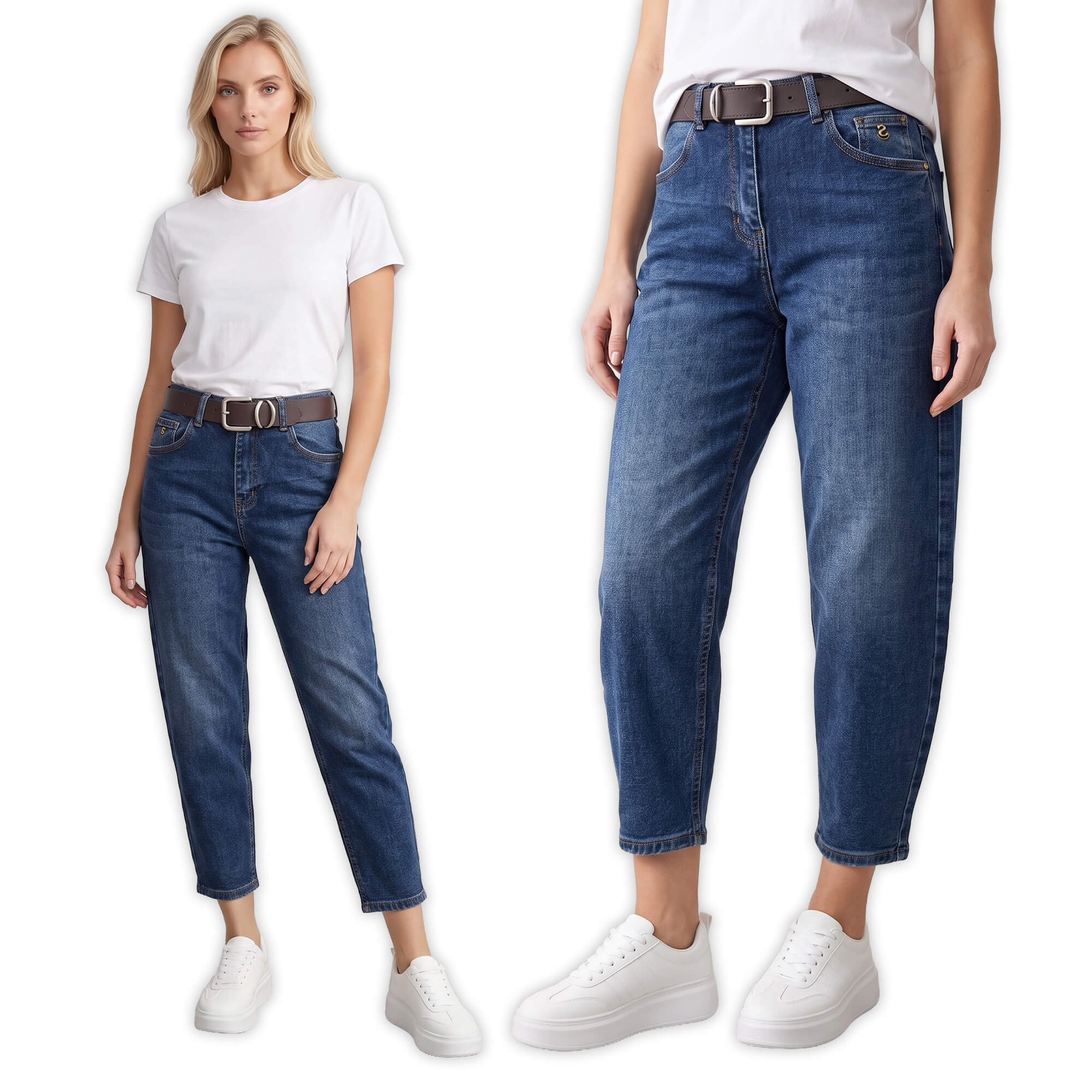 Spodnie jeans damskie M.Sara Balloon C.Niebieskie - J261479