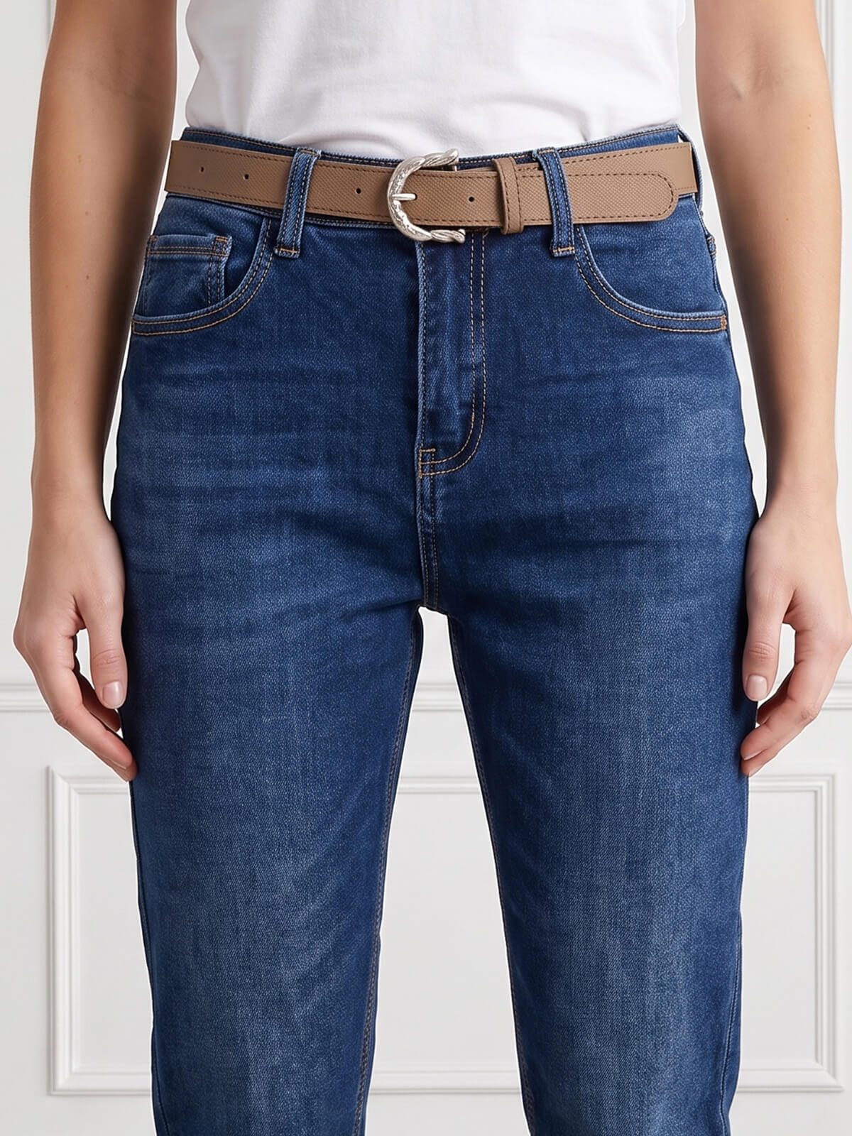 Spodnie jeans damskie M.Sara Boyfriend wysoki stan Ganatowe - J261484