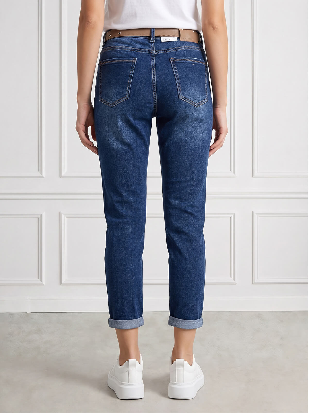 Spodnie jeans damskie M.Sara Boyfriend wysoki stan Ganatowe - J261484