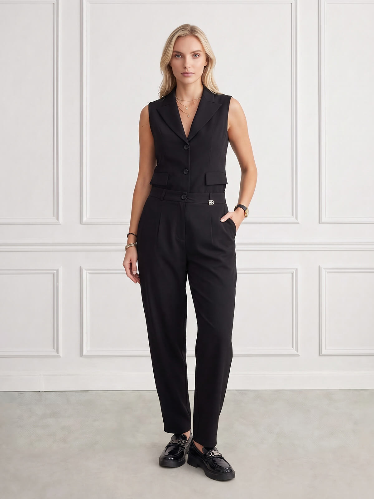 Eleganckie spodnie damskie BB balloon wysoki stan Czarne - J261580 (1).jpg