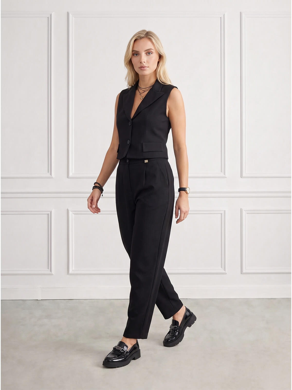 Eleganckie spodnie damskie BB balloon wysoki stan Czarne - J261580 (5).jpg