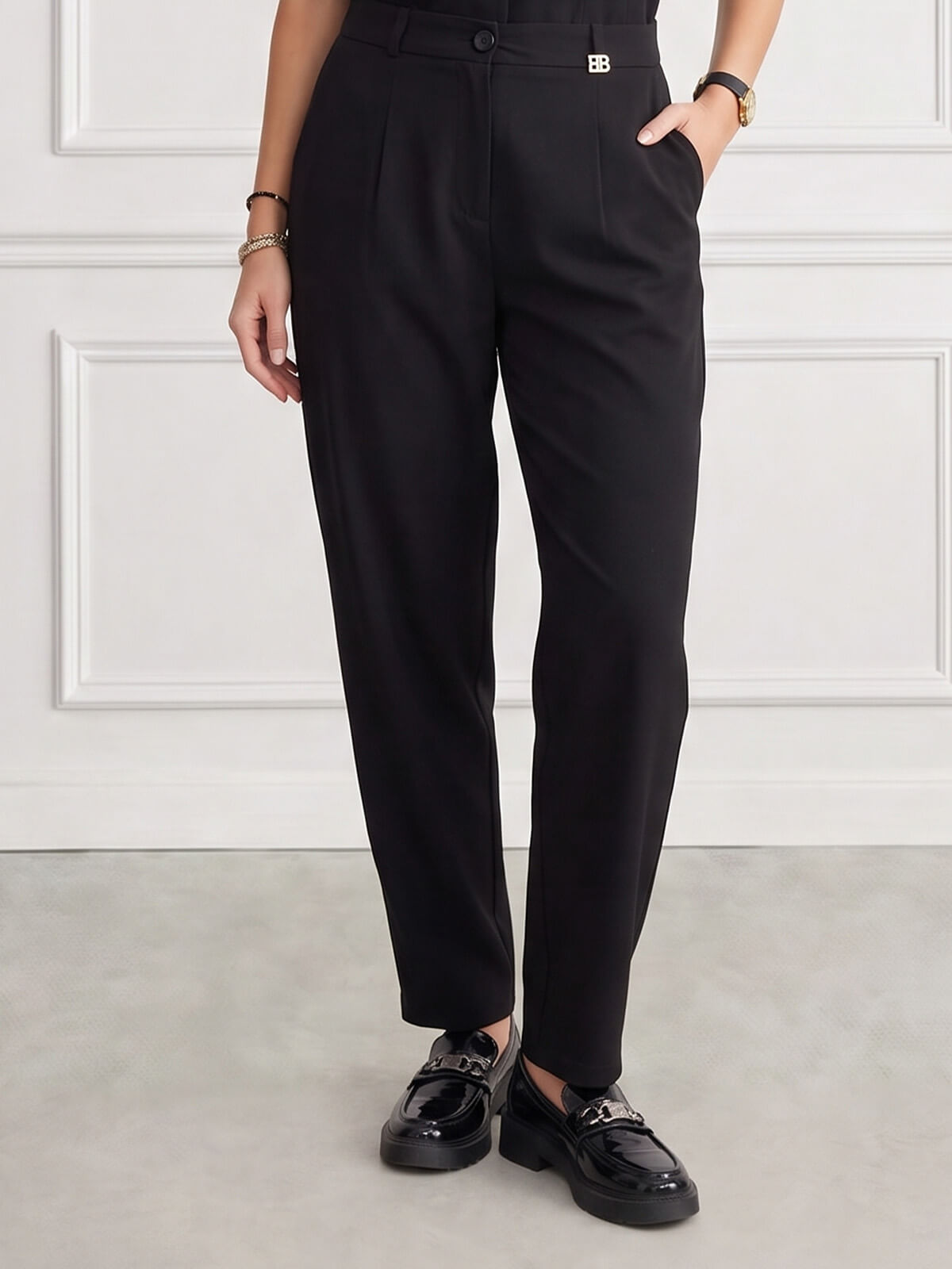 Eleganckie spodnie damskie BB balloon wysoki stan Czarne - J261580 (6).jpg