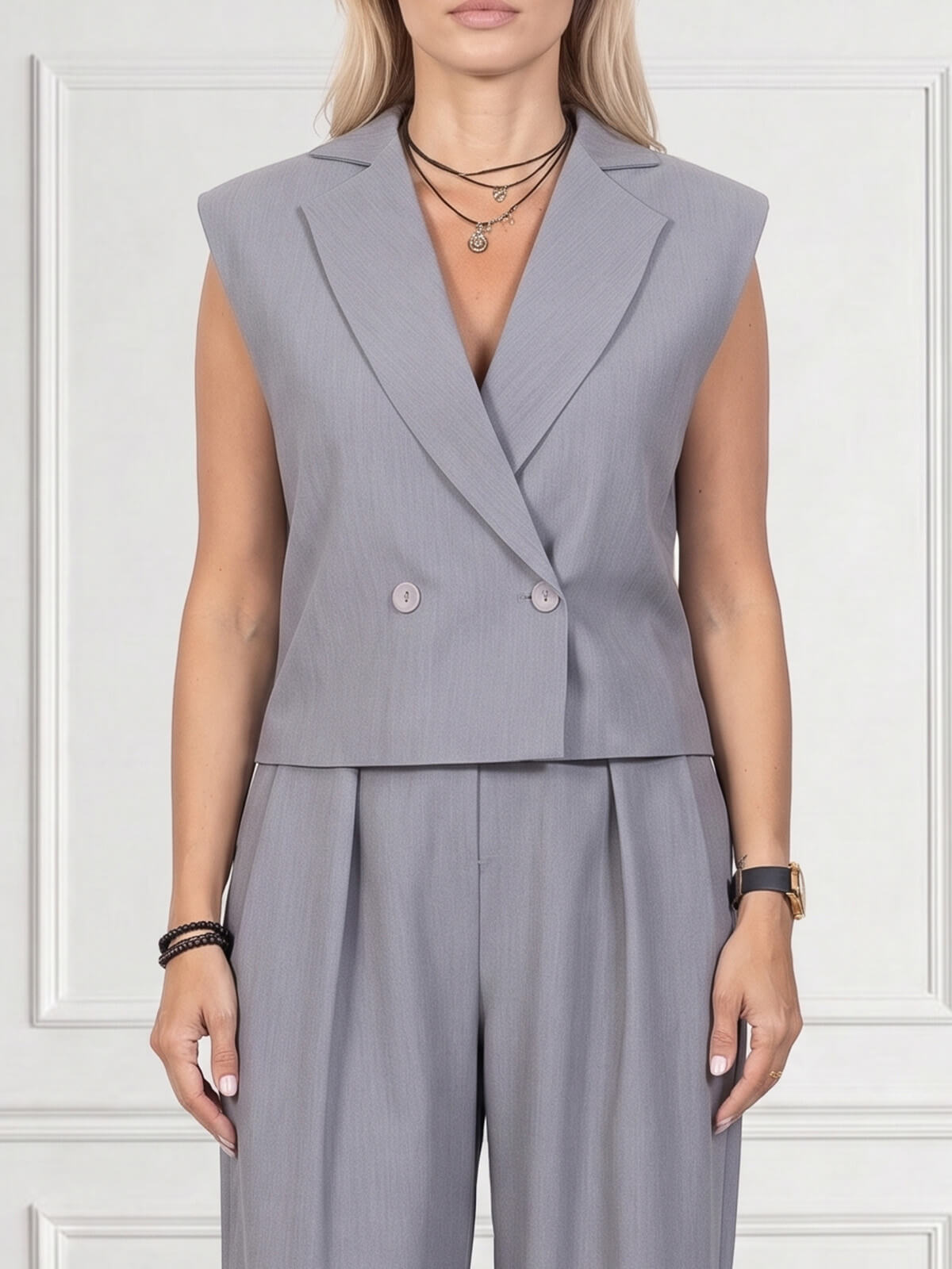 Elegancka dwurzędowa kamizelka damska BB Szara - J261548 (2).jpg