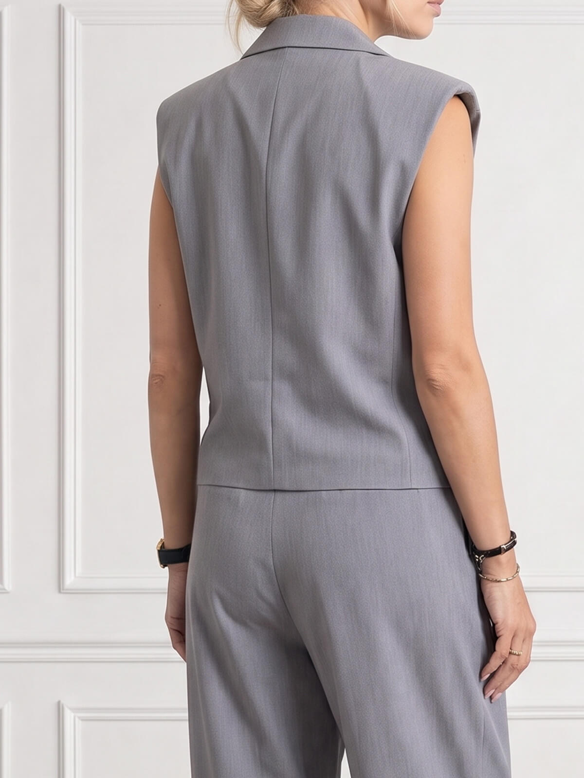 Elegancka dwurzędowa kamizelka damska BB Szara - J261548 (6).jpg