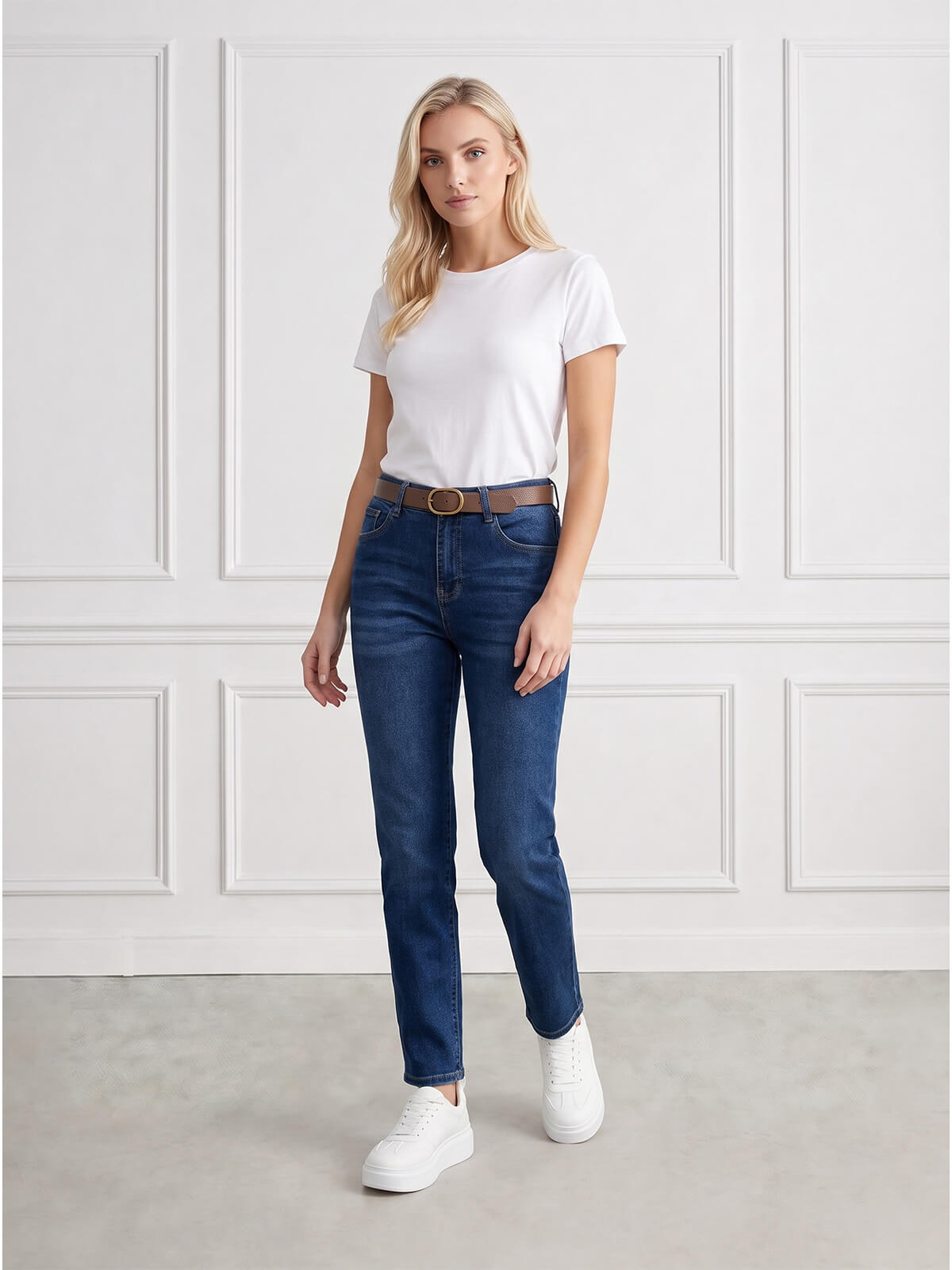 Spodnie jeans M.Sara prosta wąska nogawka C.Nebieskie - J261628