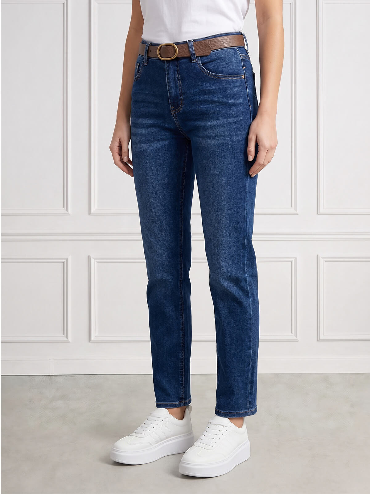 Spodnie jeans M.Sara prosta wąska nogawka C.Nebieskie - J261628