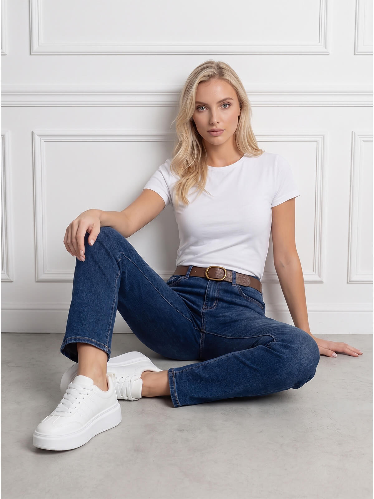 Spodnie jeans M.Sara prosta wąska nogawka C.Nebieskie - J261628