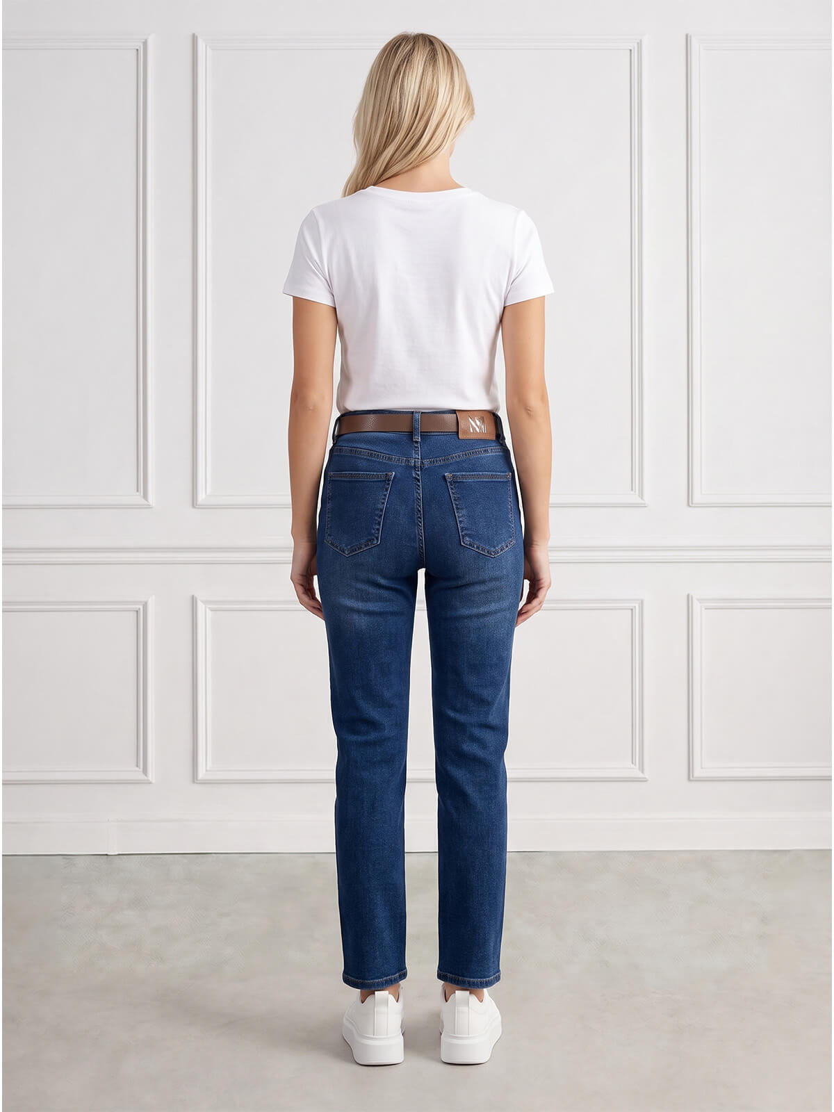 Spodnie jeans M.Sara prosta wąska nogawka C.Nebieskie - J261628