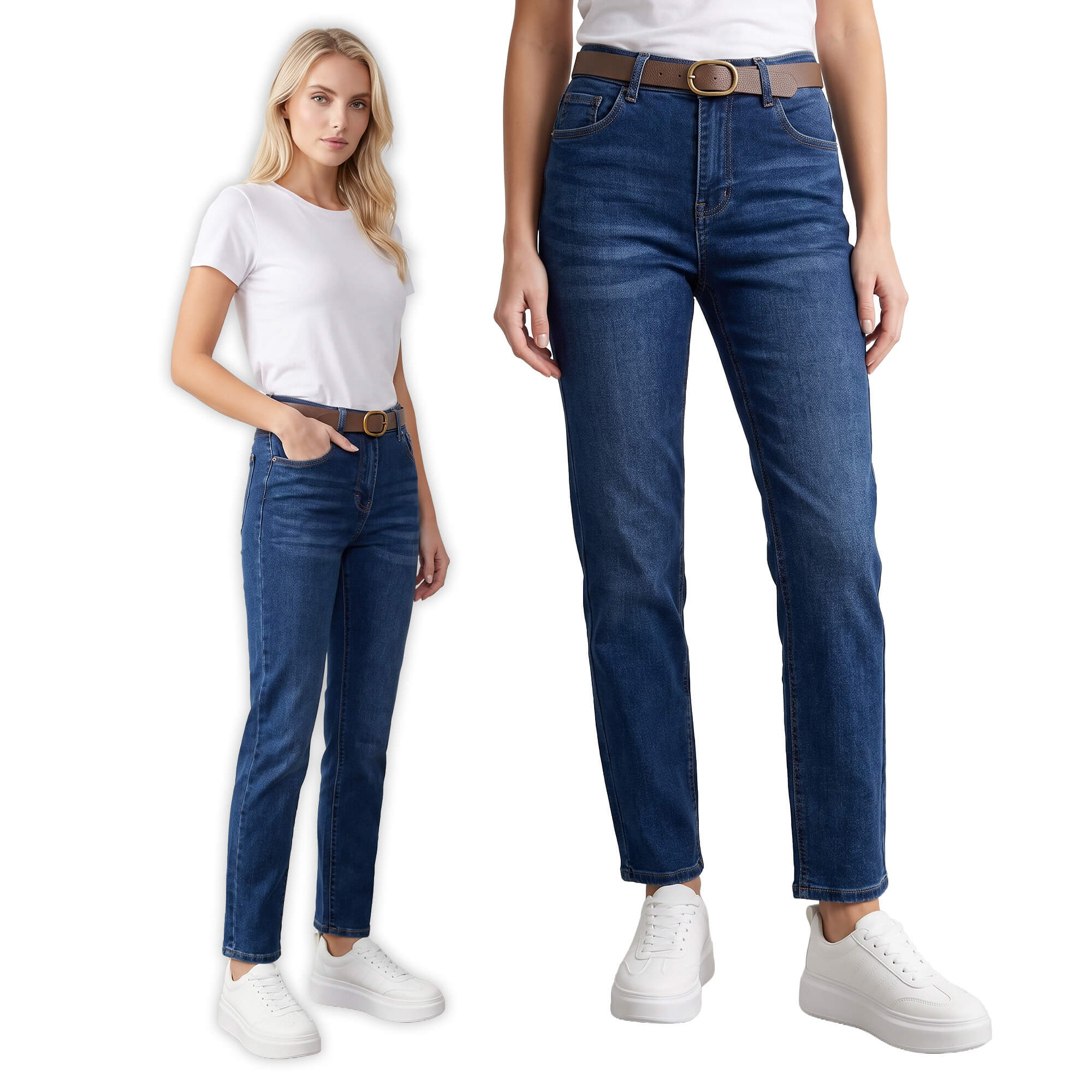 Spodnie jeans M.Sara prosta wąska nogawka C.Nebieskie - J261628