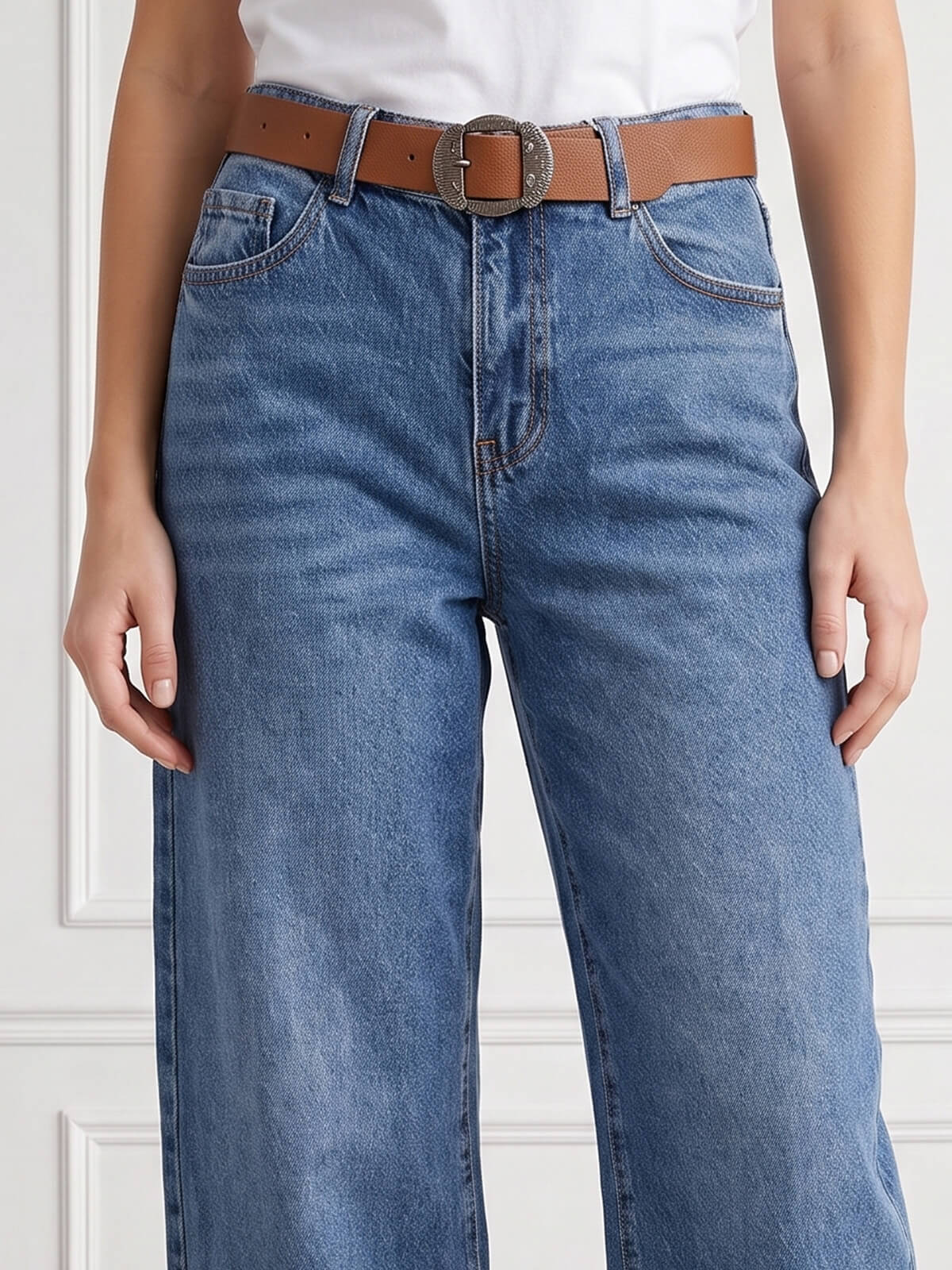 Spodnie jeans damskie M.Sara Balloon Niebieskie - J261618
