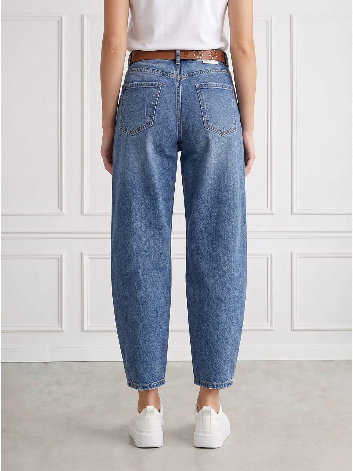 Spodnie jeans damskie M.Sara Balloon Niebieskie - J261618