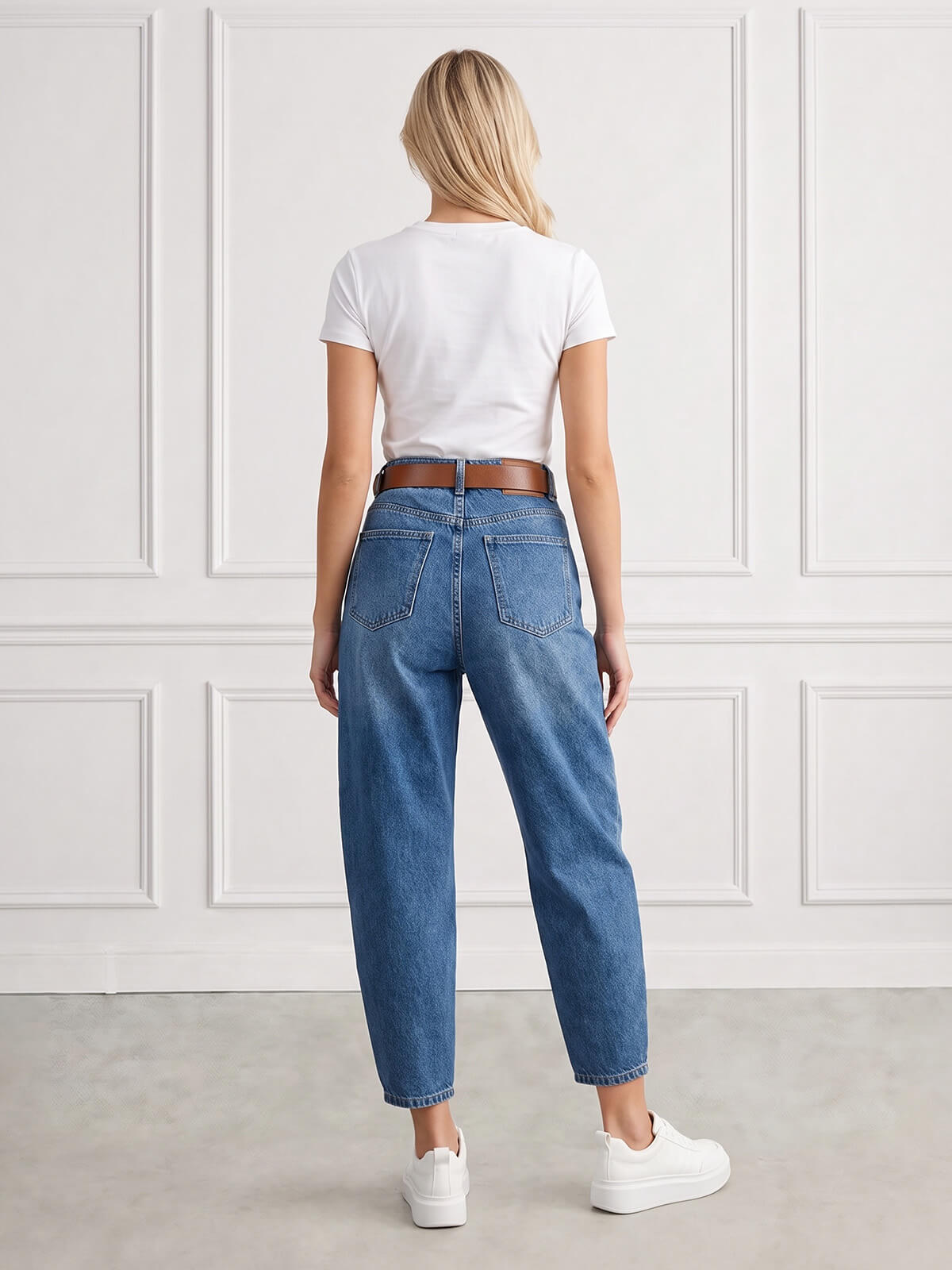 Spodnie jeans damskie M.Sara Balloon Niebieskie - J261618