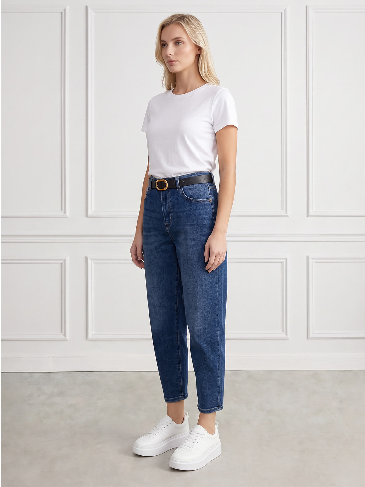 Spodnie jeans damskie M.Sara Balloon C.Niebieskie - J261613