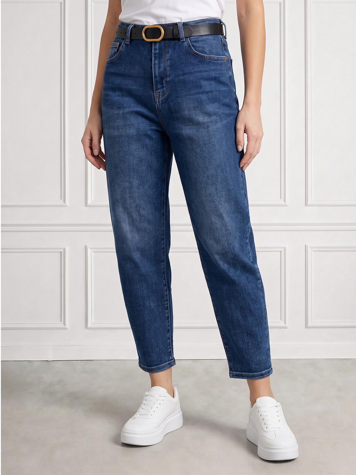 Spodnie jeans damskie M.Sara Balloon C.Niebieskie - J261613